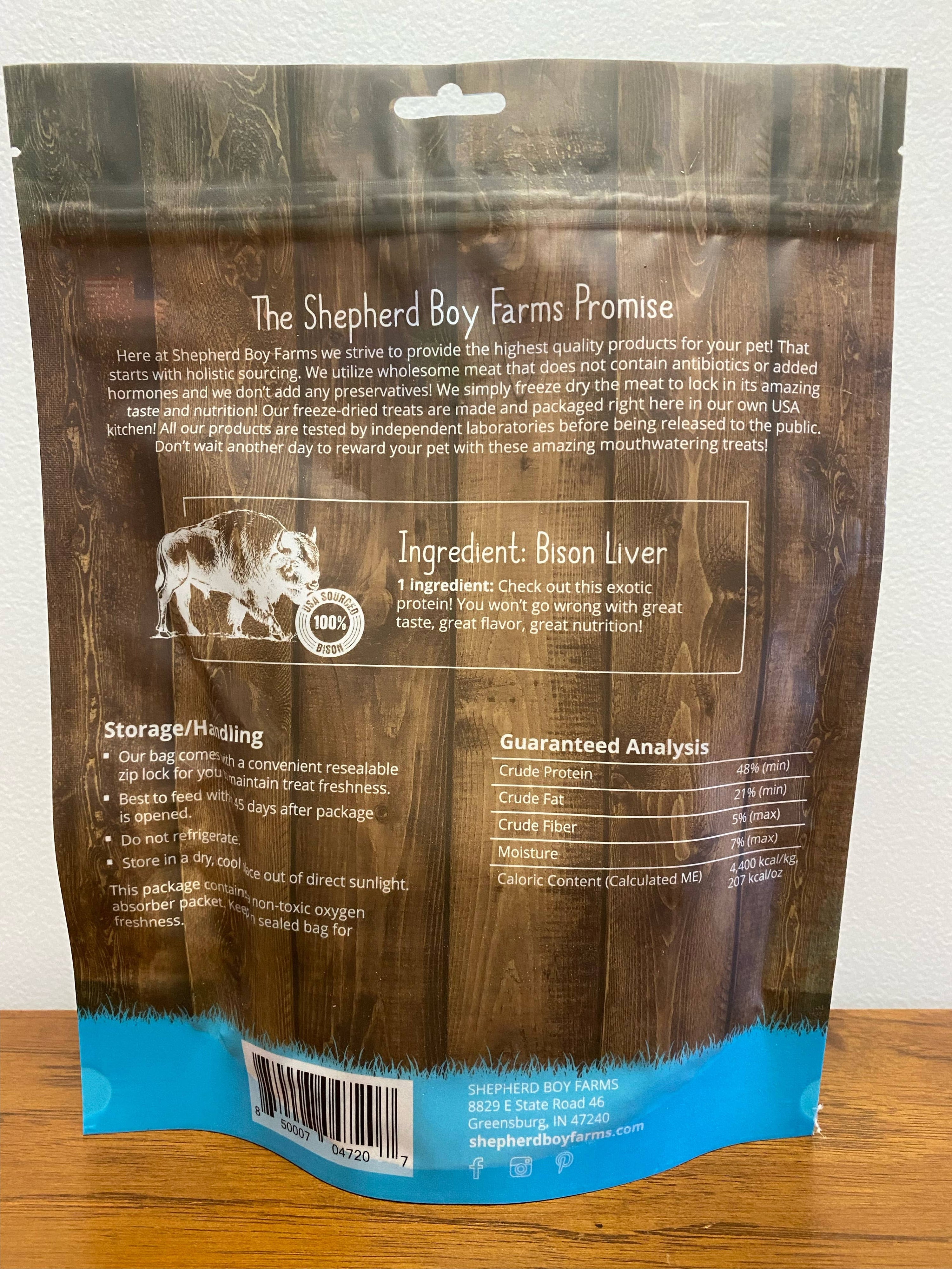 Shepherd Boy Farms- Freeze Dried Bison Liver Treats (3oz, 8oz)