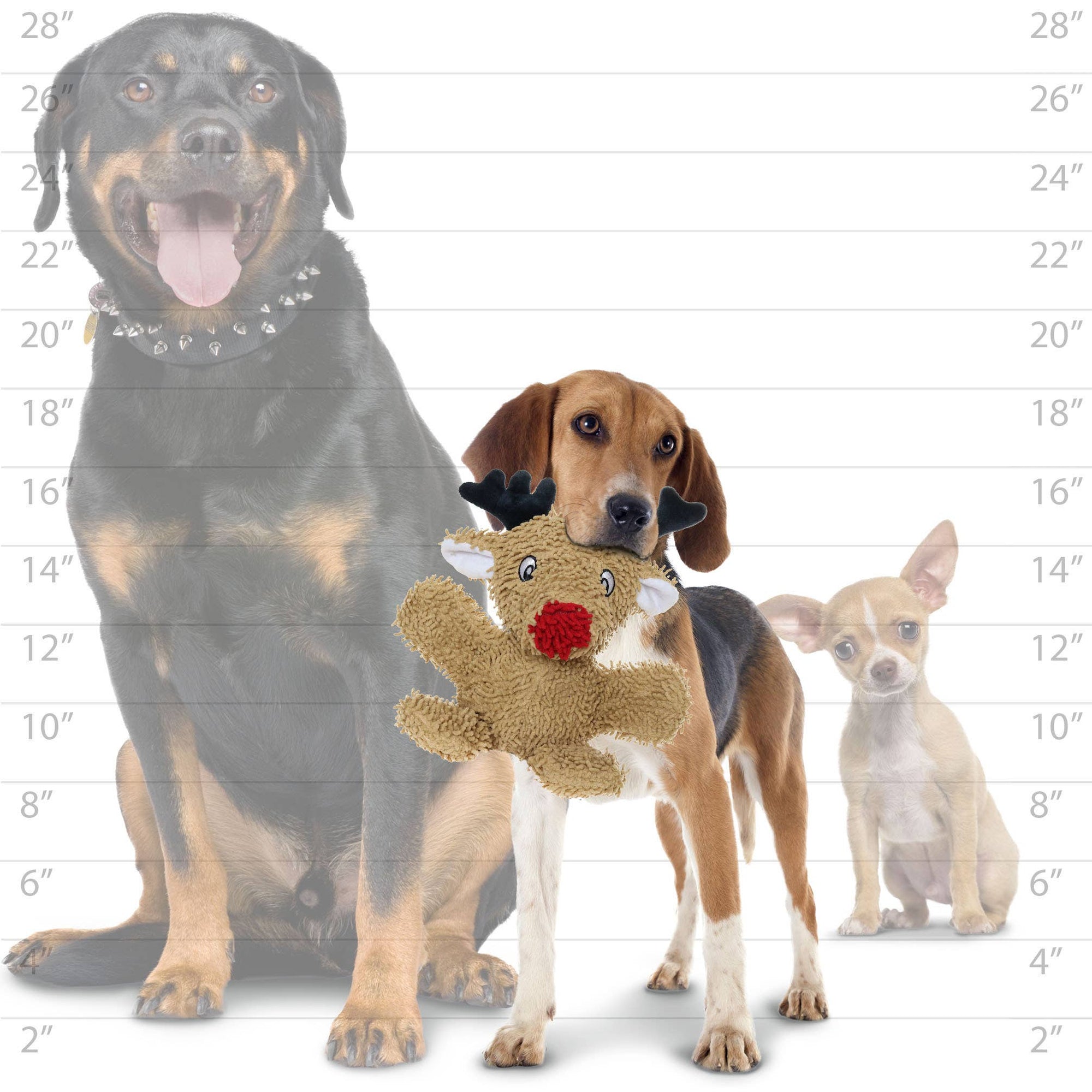 Tuffy Dog Toys - VIP Products - Mighty Microfiber Ball Reindeer, Holiday Squeaky Dog Toy
