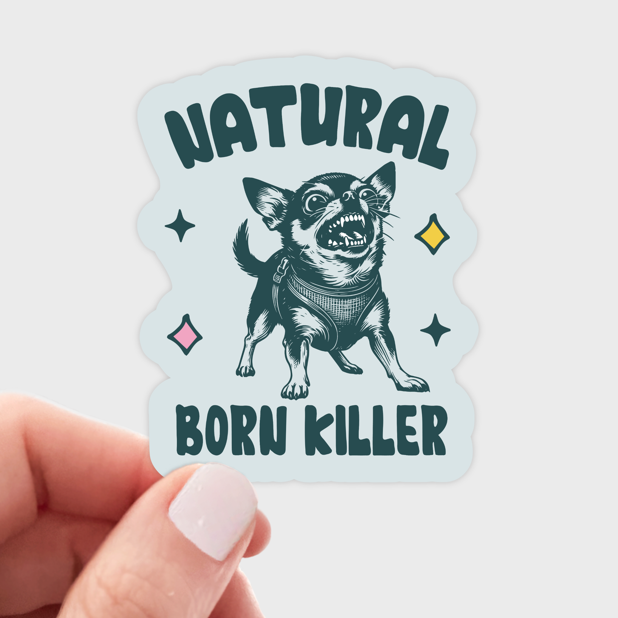 Yarnival - Natural Born Killer Sticker - chihuahua, yipper, small dog
