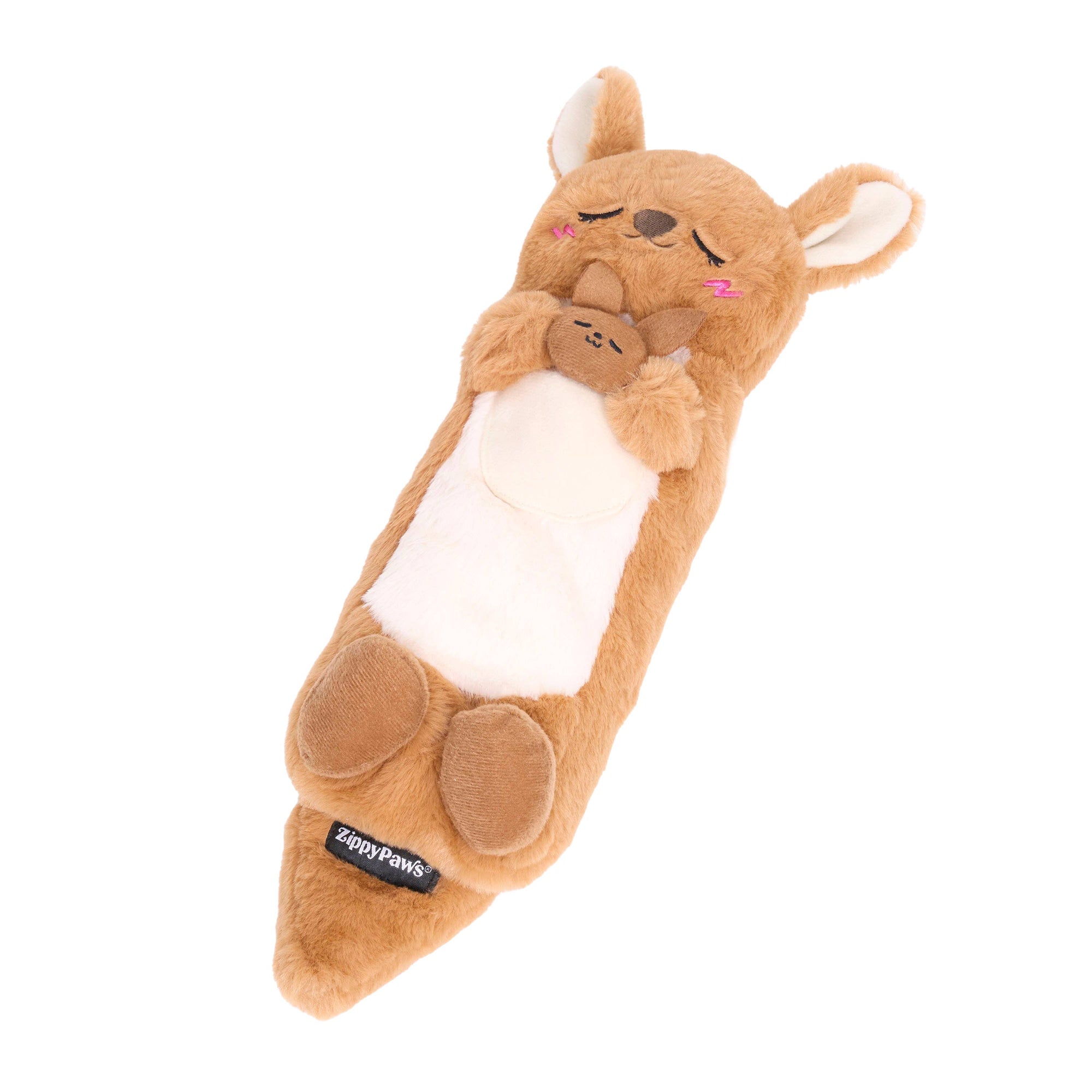 ZippyPaws - Snooziez with Shhhqueaker Kangaroo Silent Dog Toy