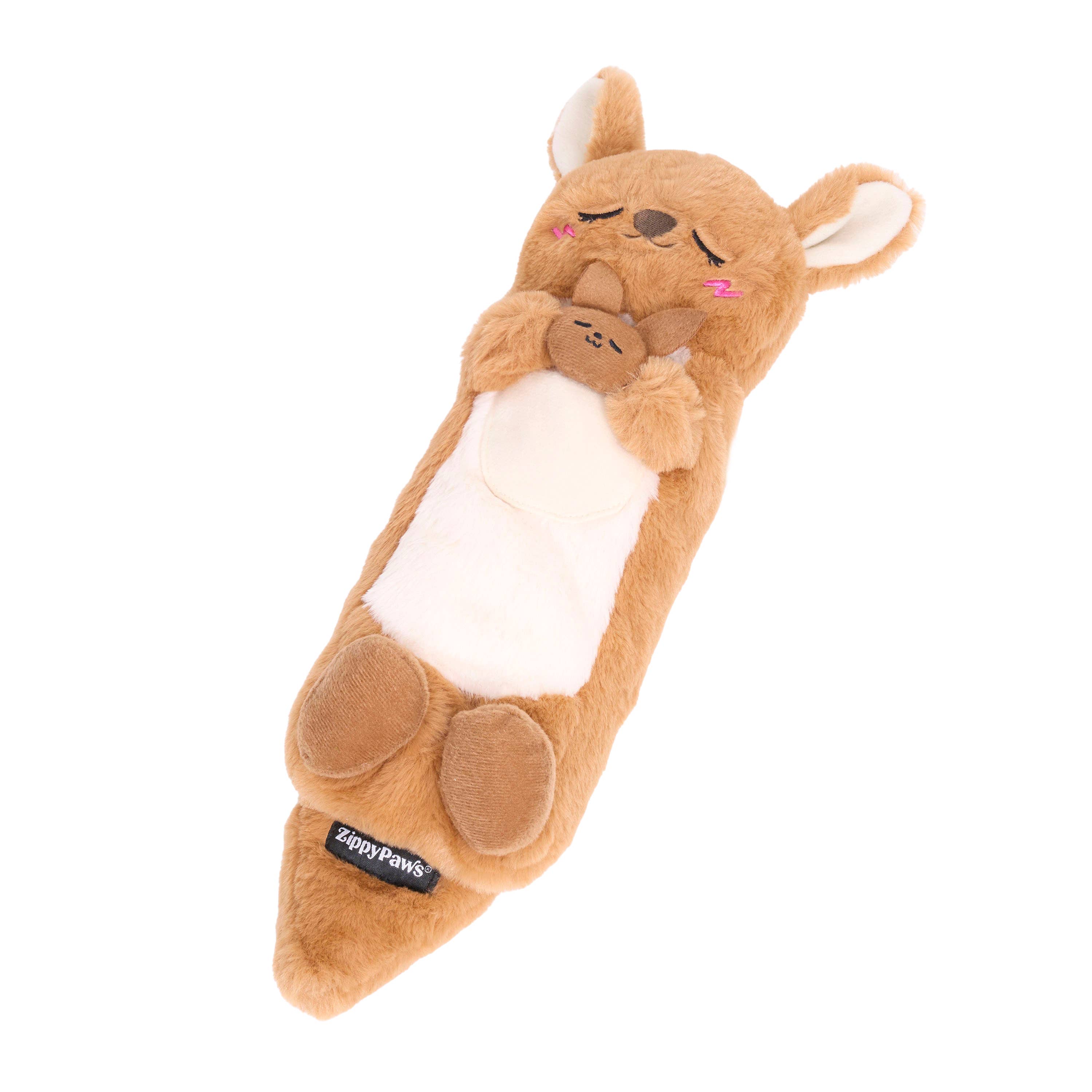 ZippyPaws - Snooziez with Shhhqueaker Kangaroo Silent Dog Toy