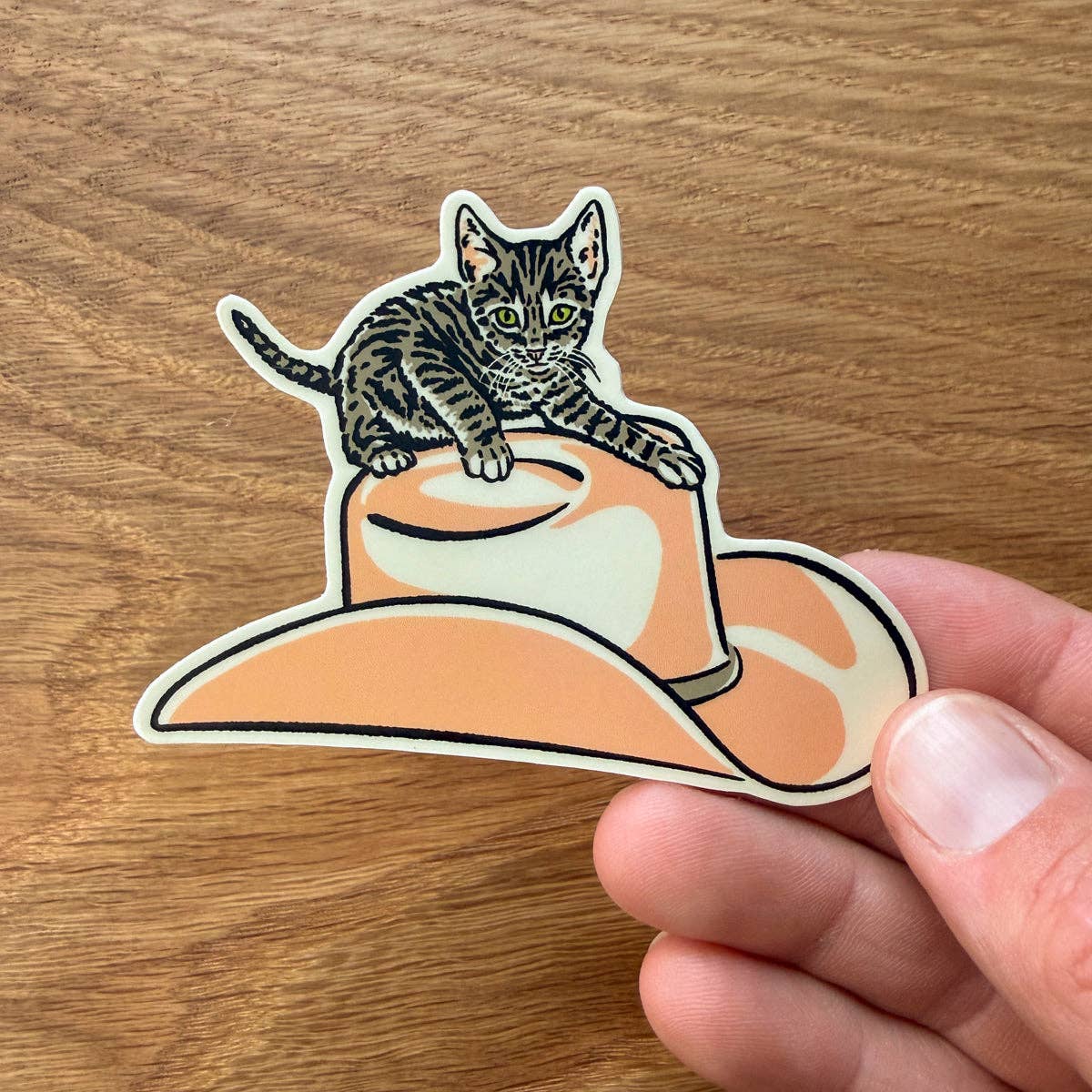 Steel Bison - Kitten Cowboy Hat (Peach) 3 Inch Matte Vinyl Sticker