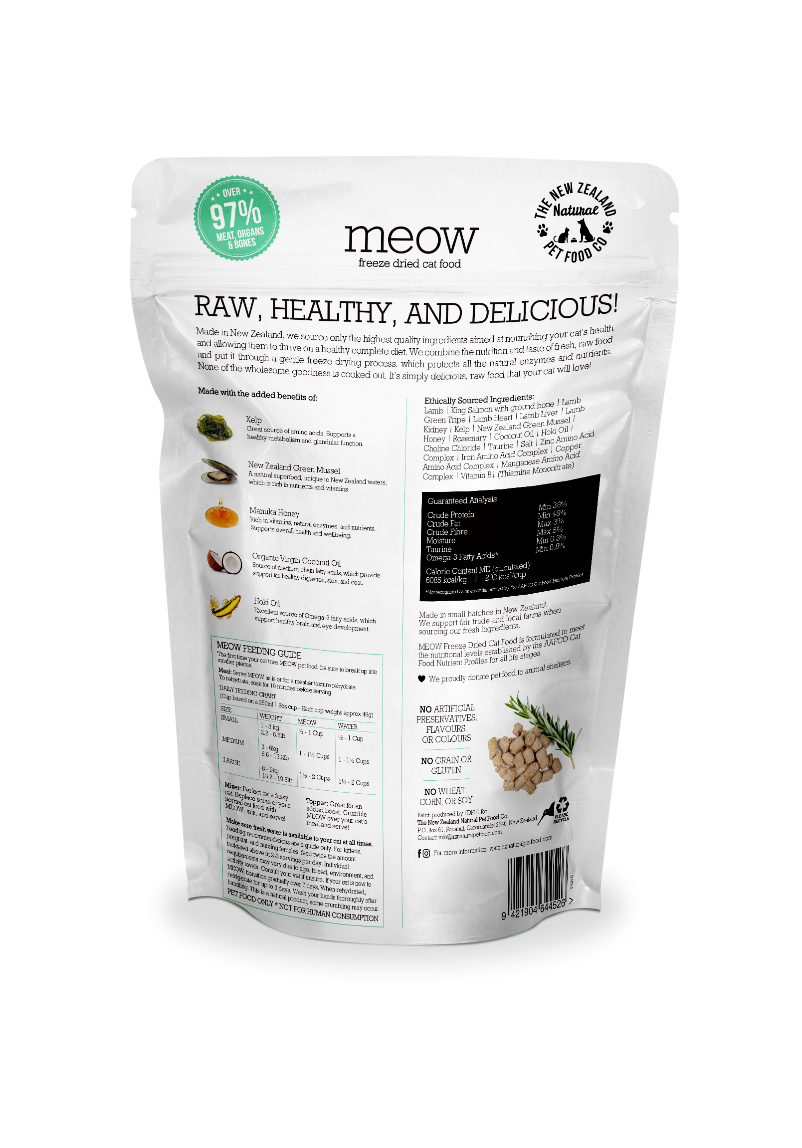 The New Zealand Natural Pet Food Co - Meow Lamb & King Salmon Freeze Dried Cat Food 1.76oz | 9.9oz: 1.76oz