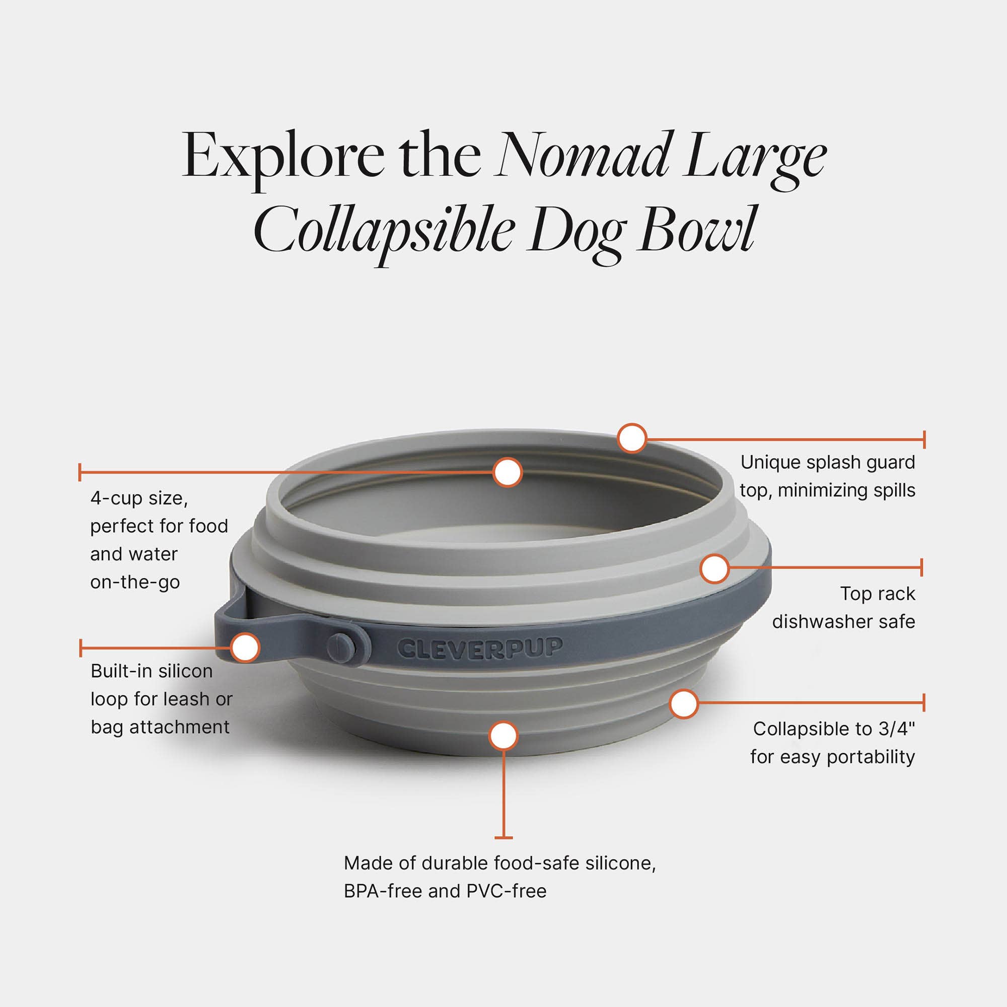 Cleverpup - Nomad Collapsible Dog Bowl (Large)