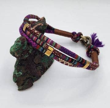 Dogs and Cats Oh My - Weave Necklace Collars for Dogs: Purple Multi / XXSmall