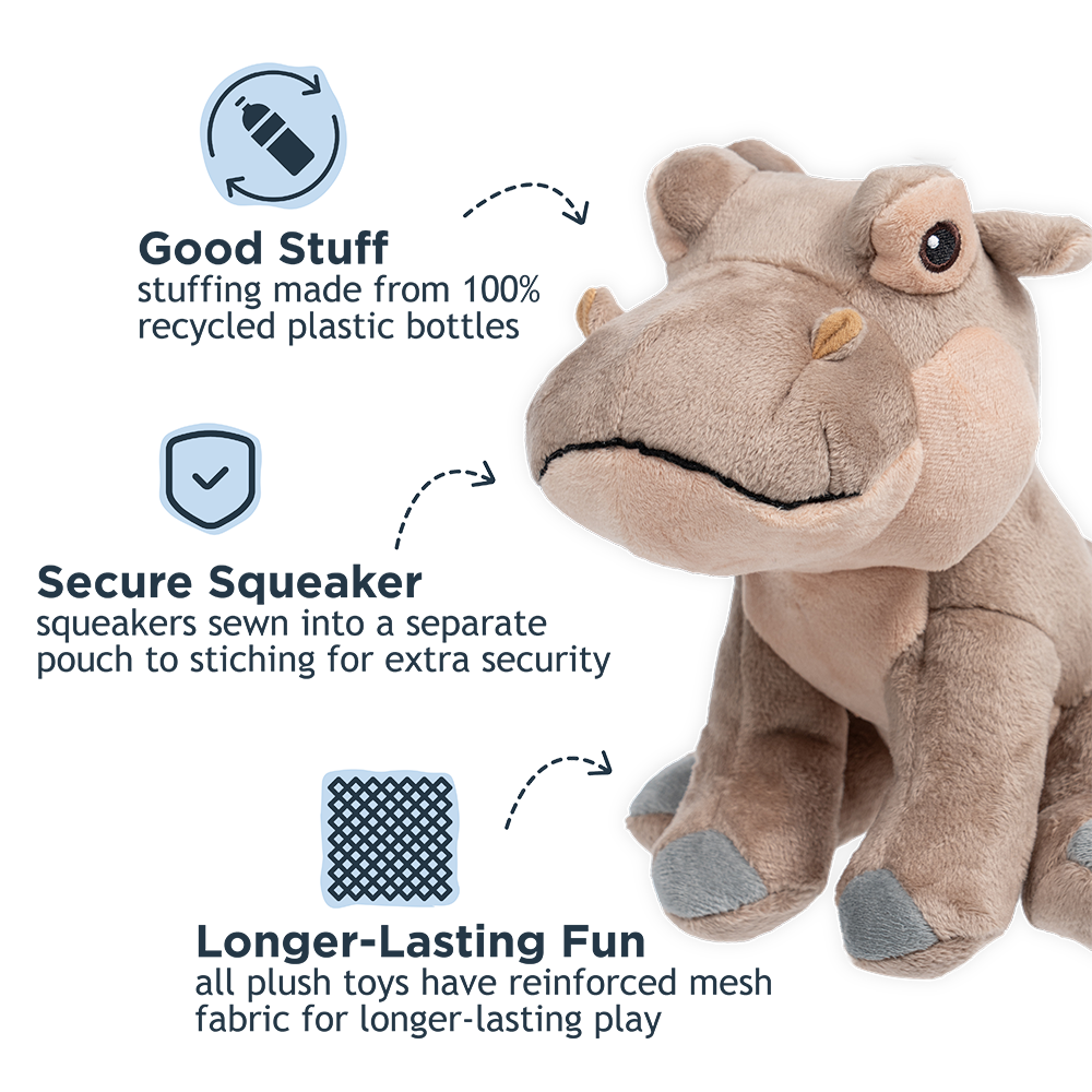 Tall Tails - Hippo with Squeaker Dog Toy