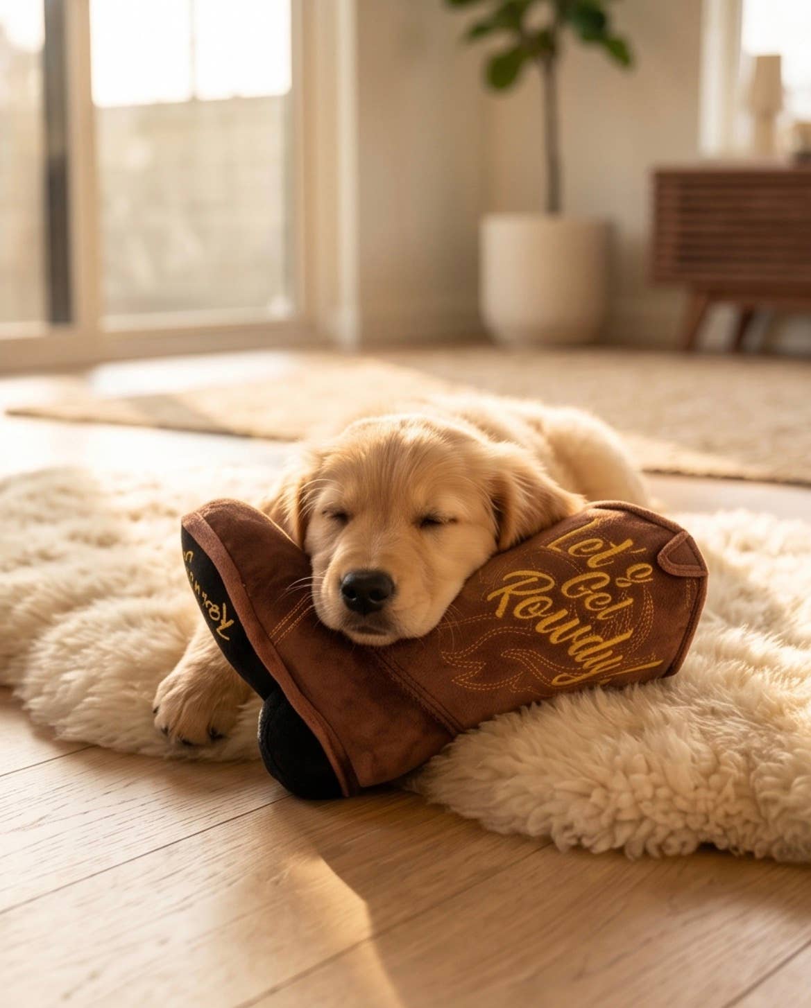 Haute Diggity Dog - Brown Western Cowboy Boot  | Squeaker Dog Toy