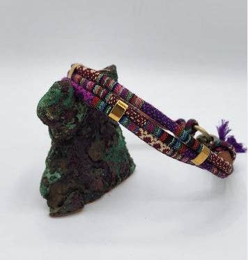Dogs and Cats Oh My - Weave Necklace Collars for Dogs: Purple Multi / XXSmall