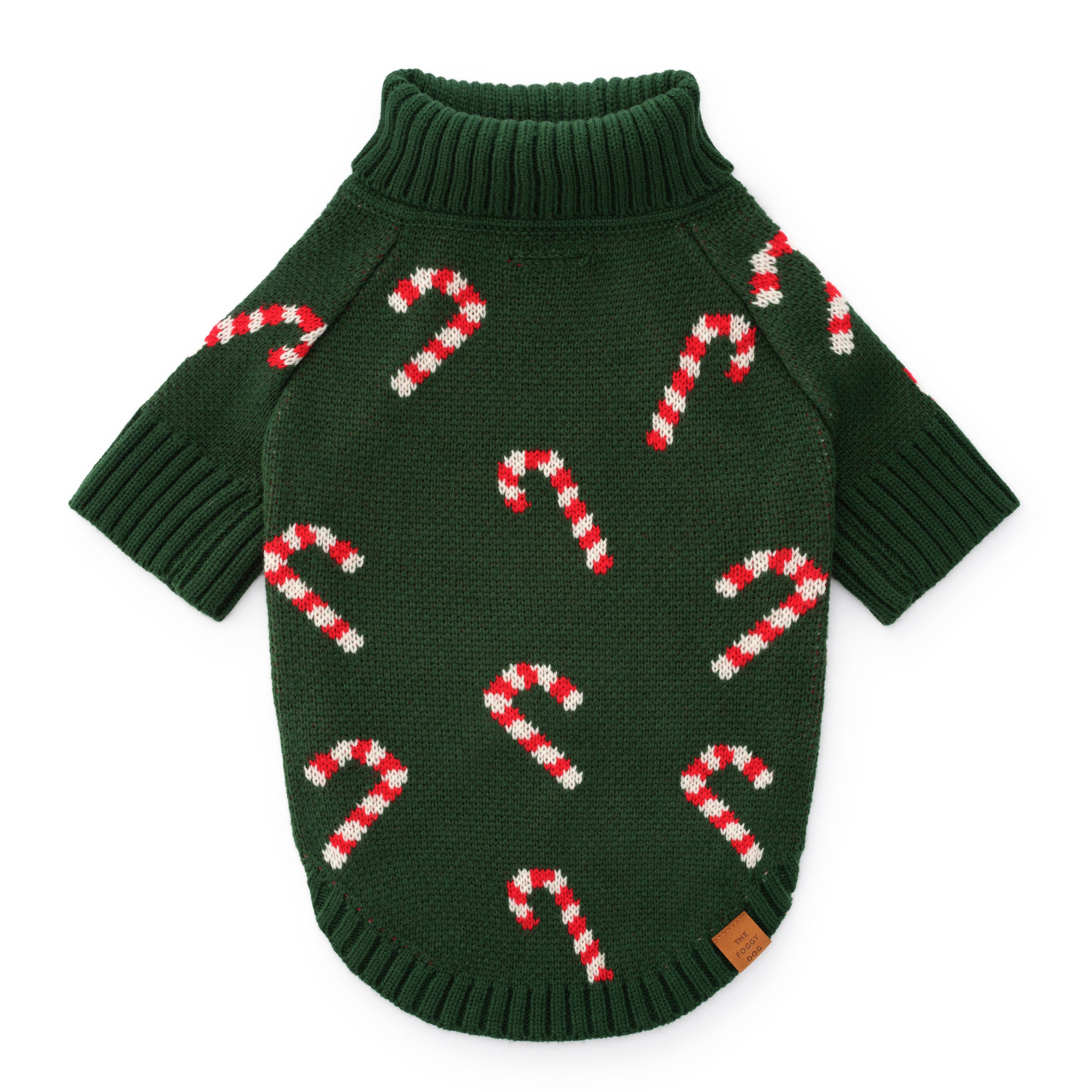 The Foggy Dog - Candy Canes Holiday Dog Sweater: S