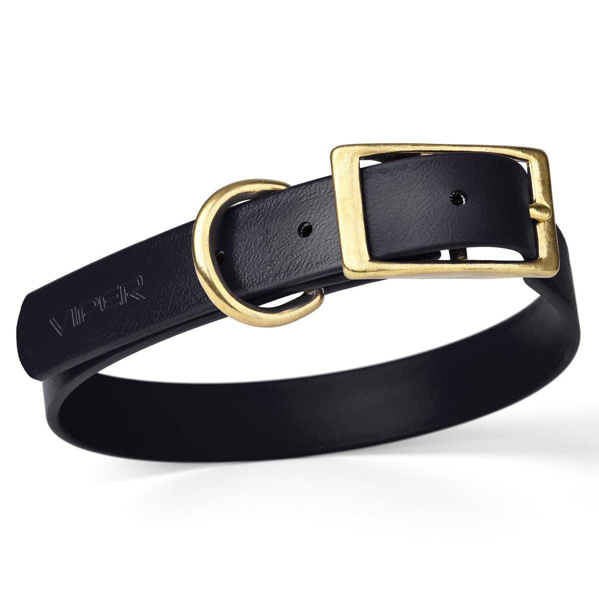 Dogline - Viper Biothane Waterproof Collar - Brass Hardware: Dogline Blue / 12"-15" / 5/8"