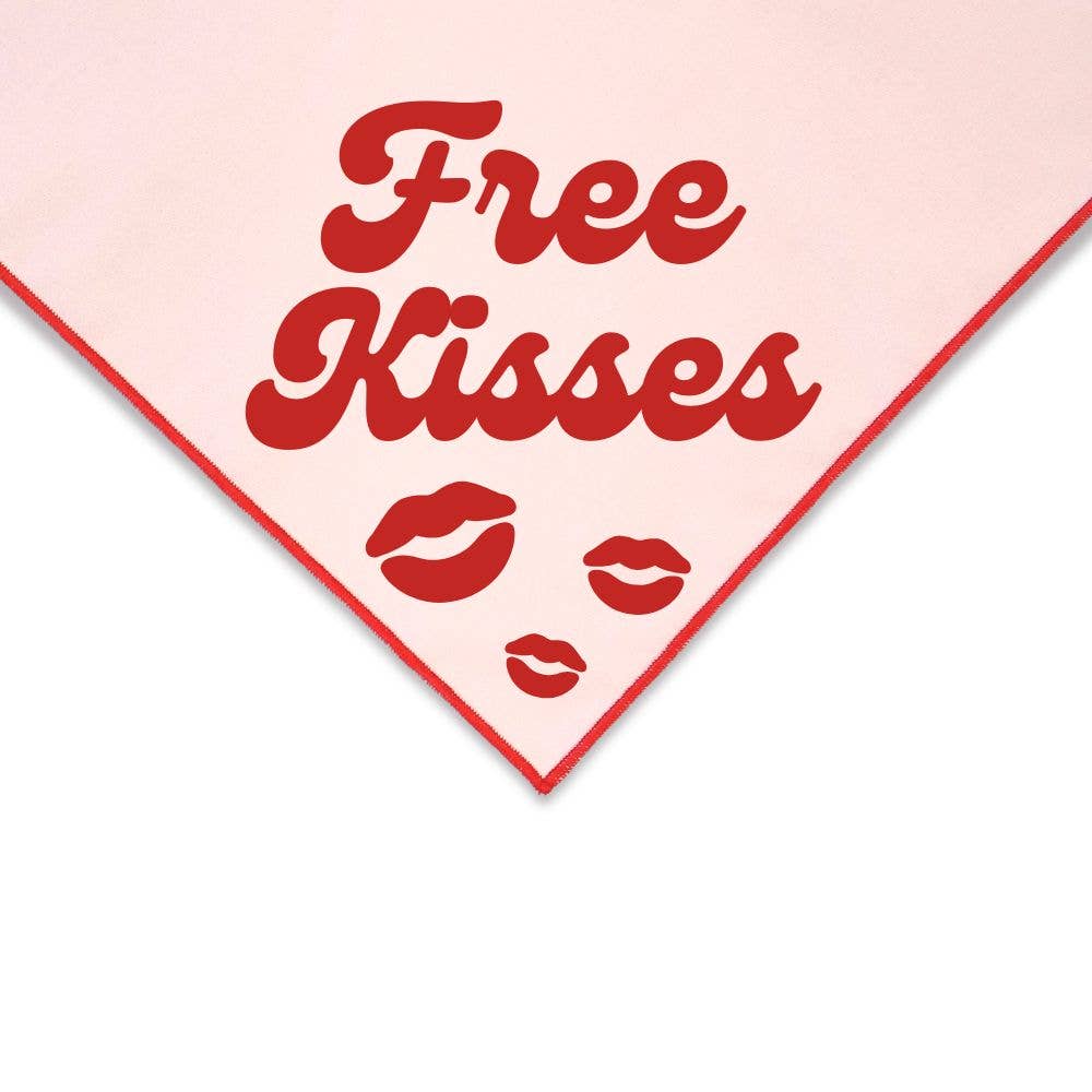 Boneyard Co. - "Free Kisses" Valentine's Day Dog Bandana, Dog Mom Gift: Small / Tie-On