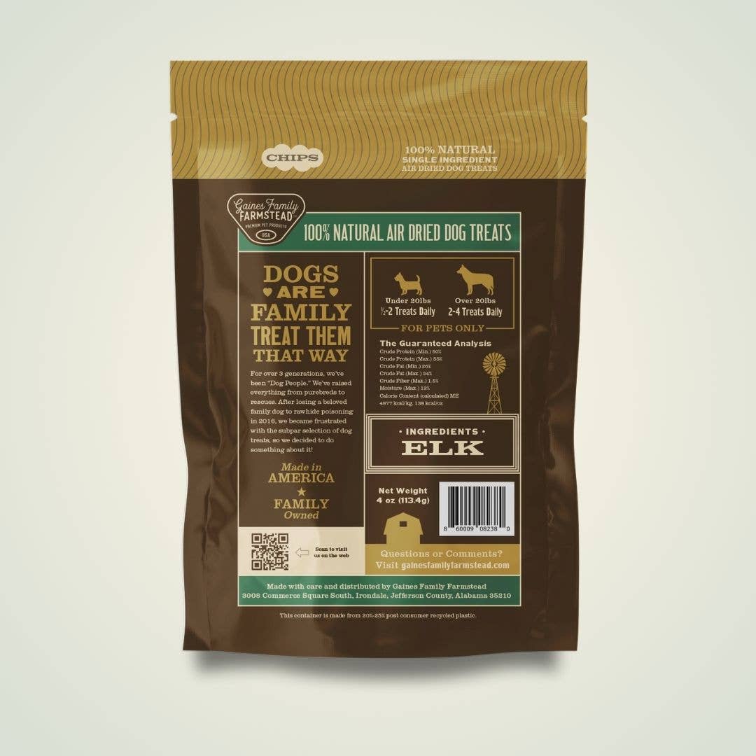 Gaines Family Farmstead- Elk Chips (4.5oz)