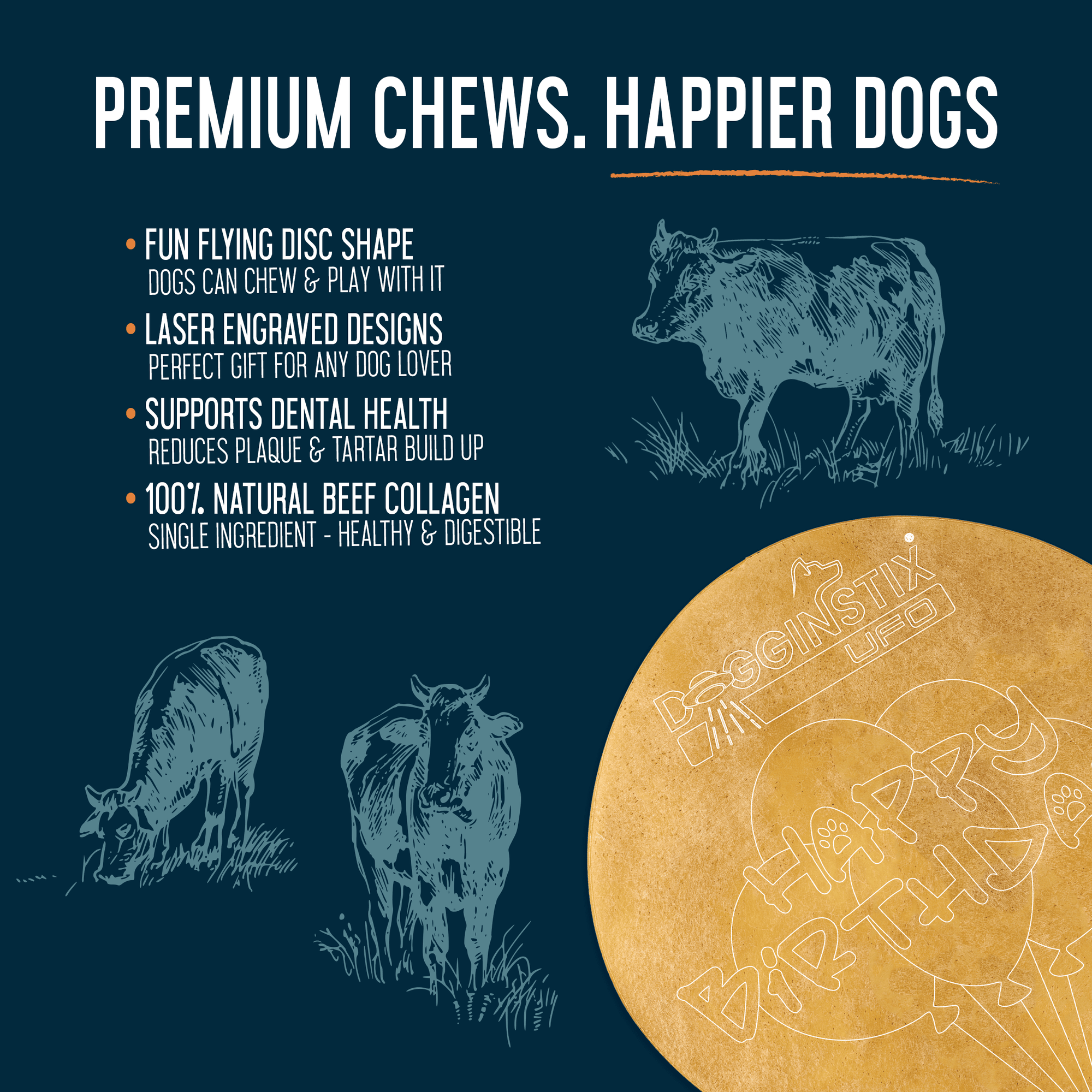 Dogginstix - Beef Collagen UFO - Frisbee Disc