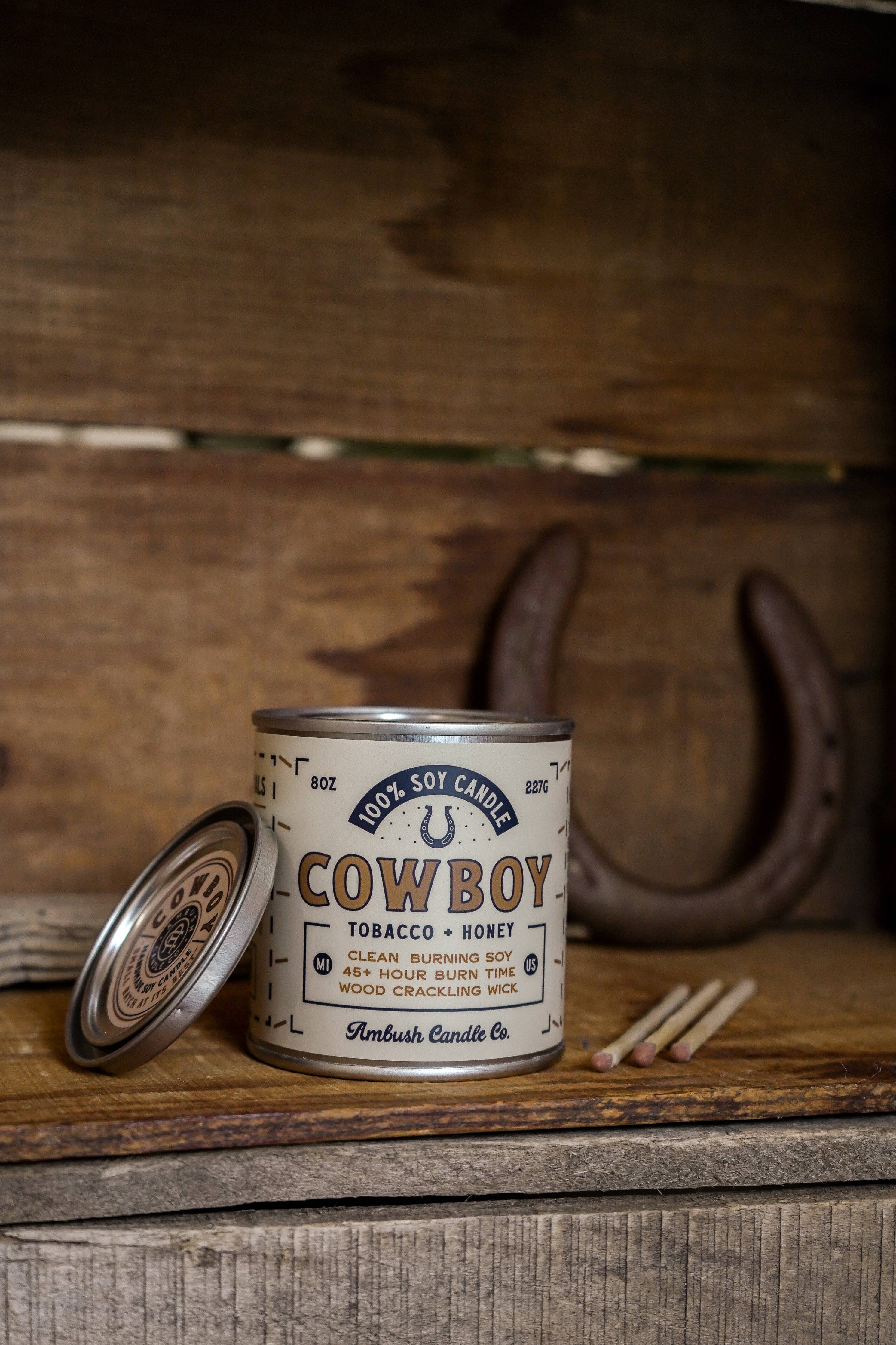 Ambush Candle Co. - Cowboy | Tobacco + Honey 8oz Soy Candle