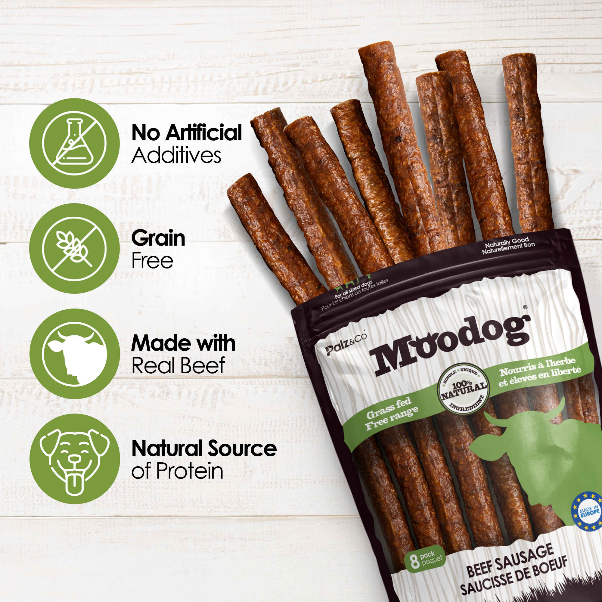 Palz&Co- Moodog Beef Sausage (8 Pack)