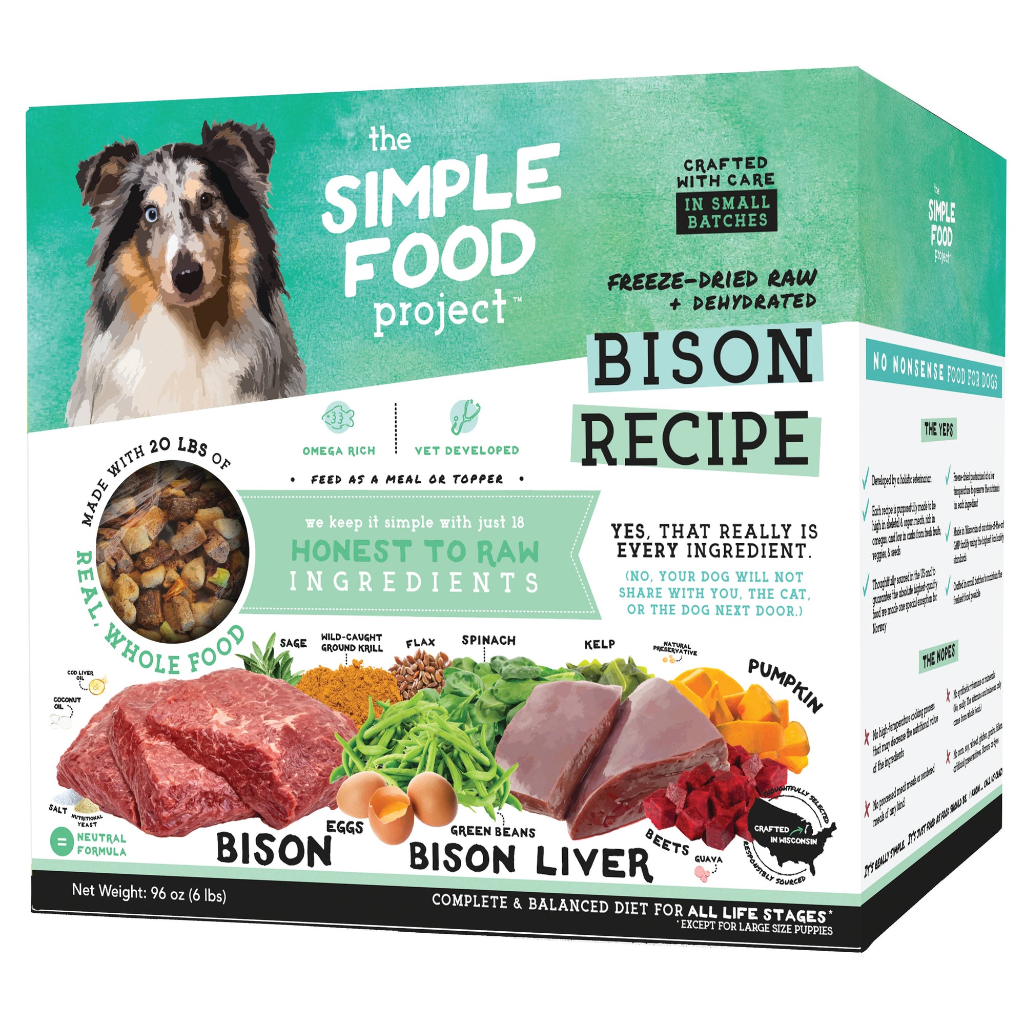 The Simple Food Project - Bison Recipe for Dogs: Original Nuggets / 96oz (6-lb)