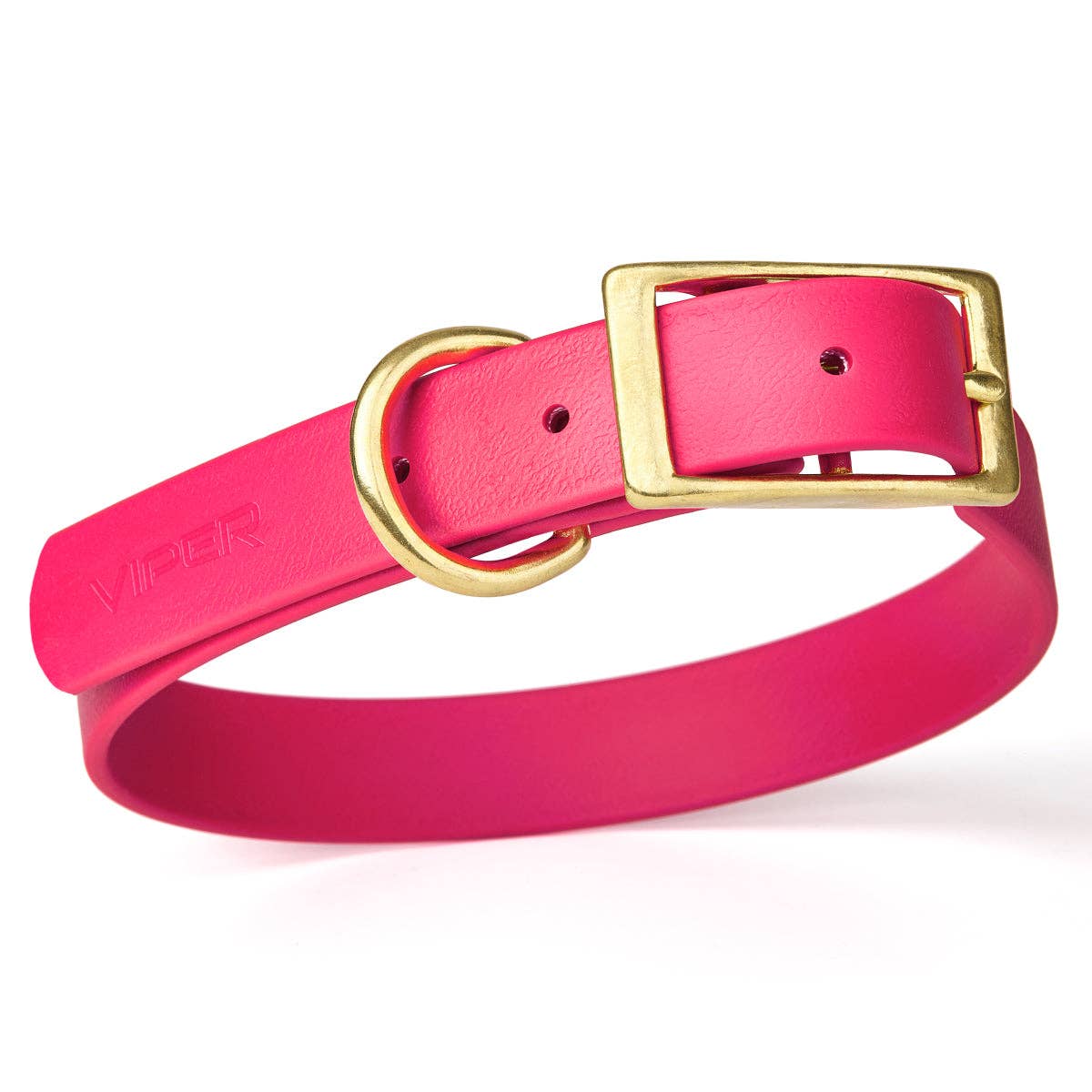 Dogline - Viper Biothane Waterproof Collar - Brass Hardware: Black / 18"-22" / 1"