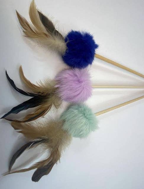 Dogs and Cats Oh My - Cat Wands with Rabbit Fur: Wood Wand with Fur