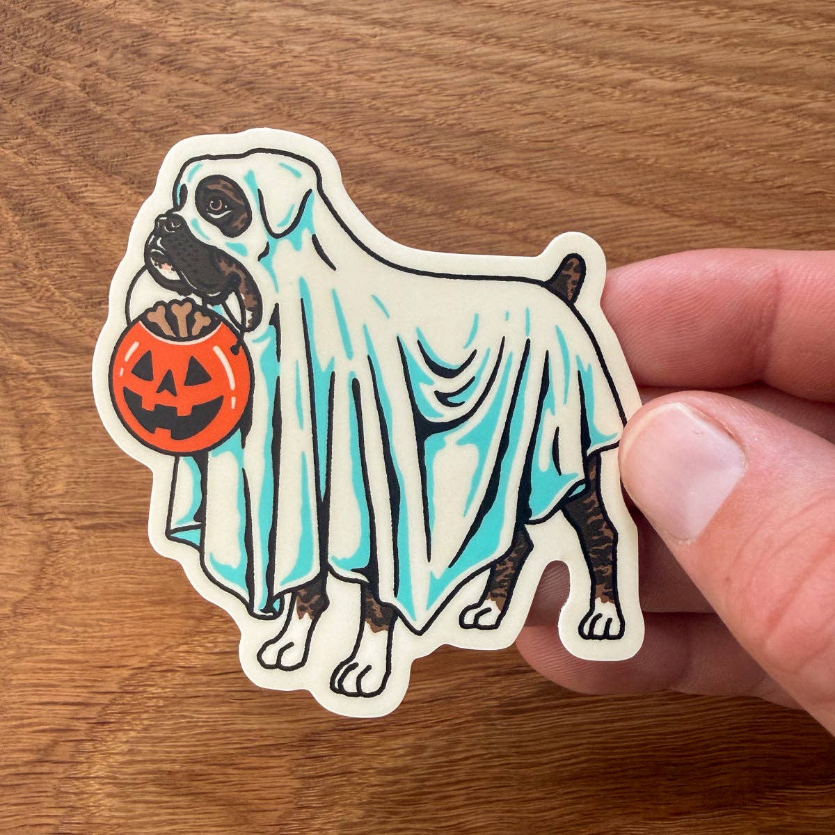 Steel Bison - Ghost Boxer (Brindle) 3 Inch Matte Vinyl Sticker