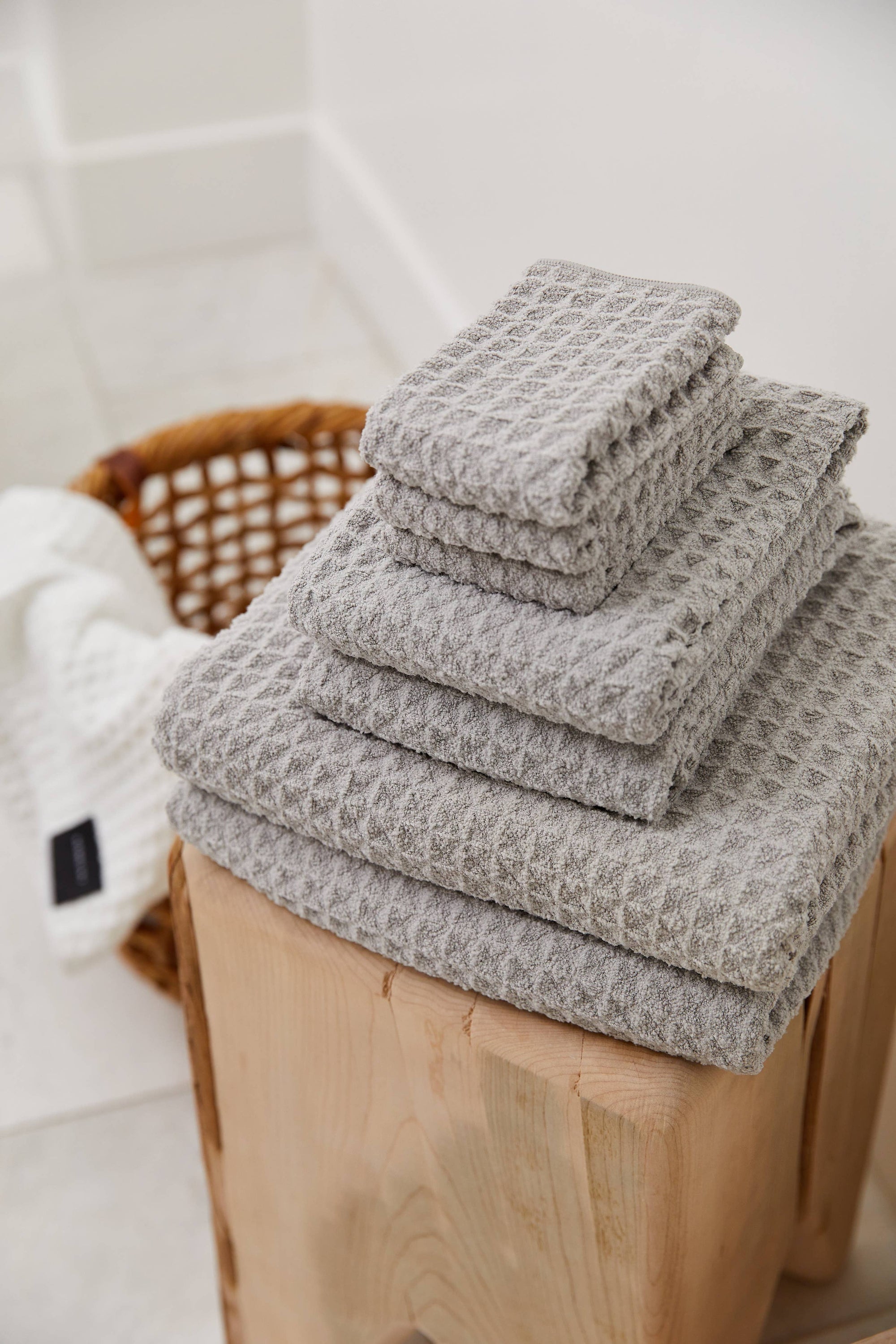 Geometry - Stone Waffle Bath Towel