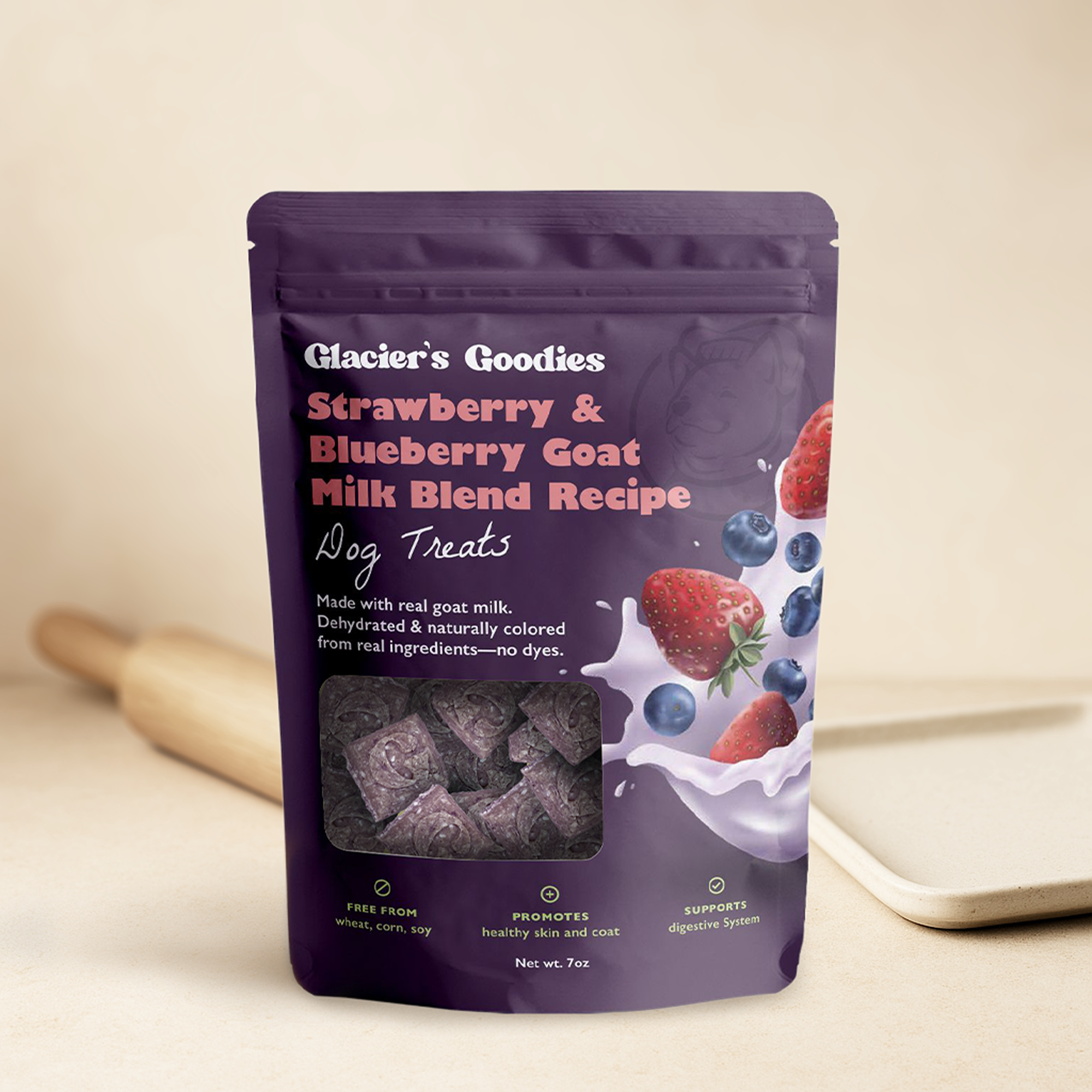 Glacier's Goodies - Goat Milk Dog Treats – Strawberry & Blueberry (7oz) 6pack