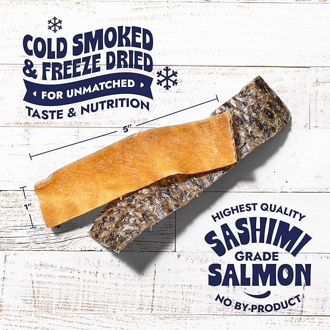 Finfare Pet Foods - Freeze-Dried Salmon Skin Strips for Dogs, 2oz