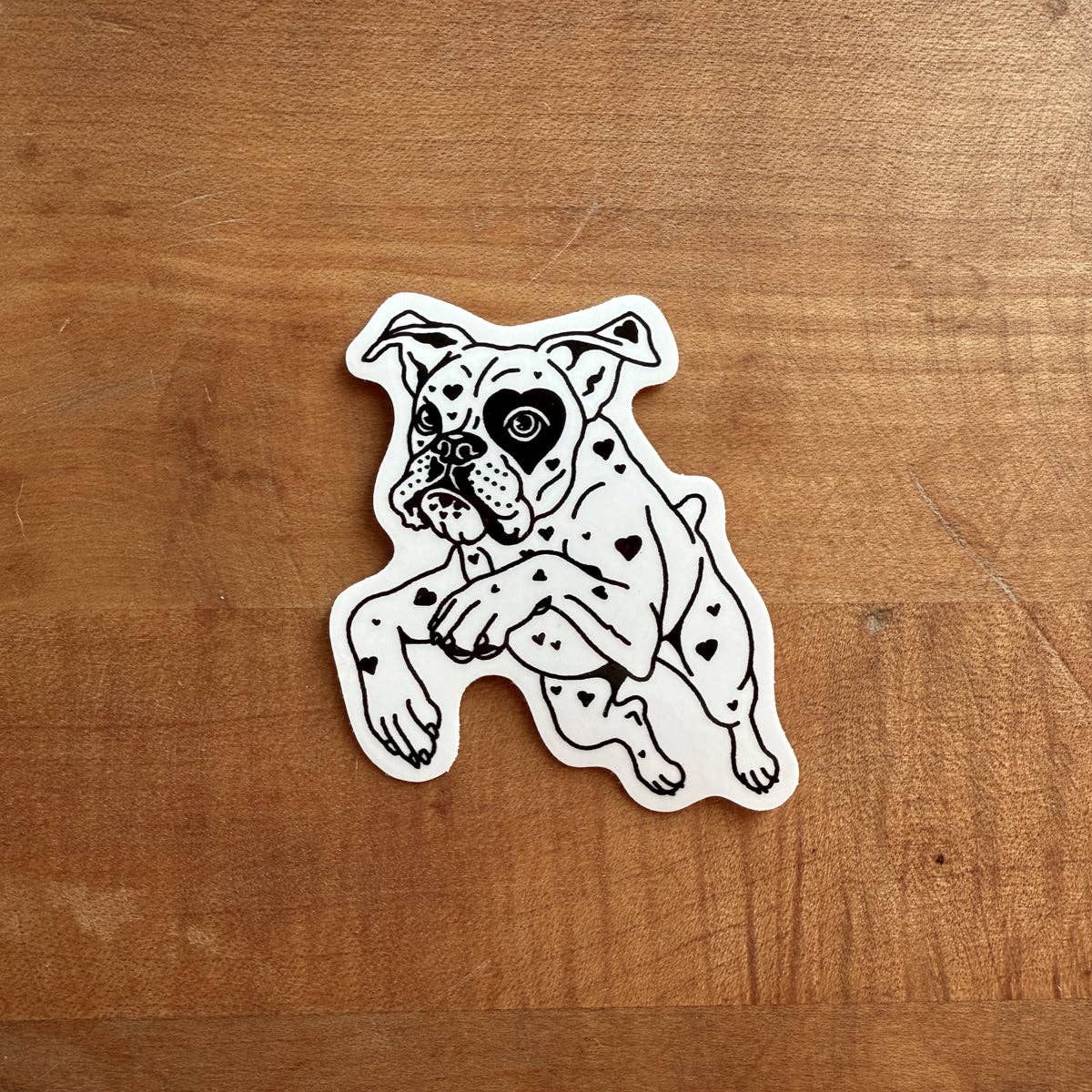 Steel Bison - Boxer Hearts (Black) 2.5 Inch Glossy Vinyl Sticker