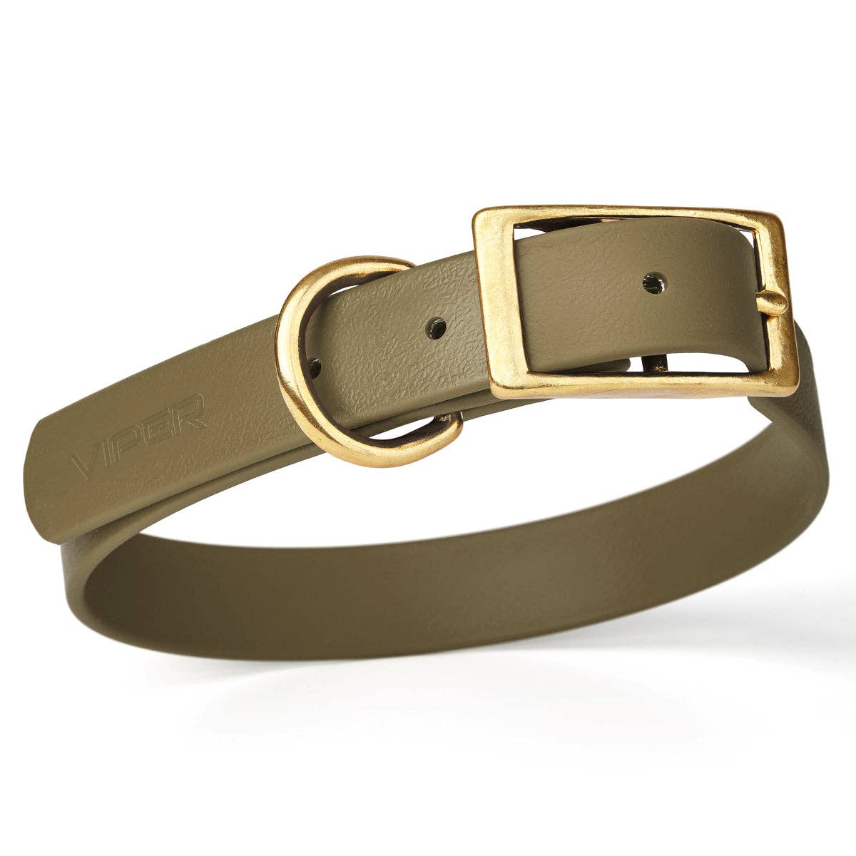 Dogline - Viper Biothane Waterproof Collar - Brass Hardware: Neon Yellow / 12"-15" / 5/8"