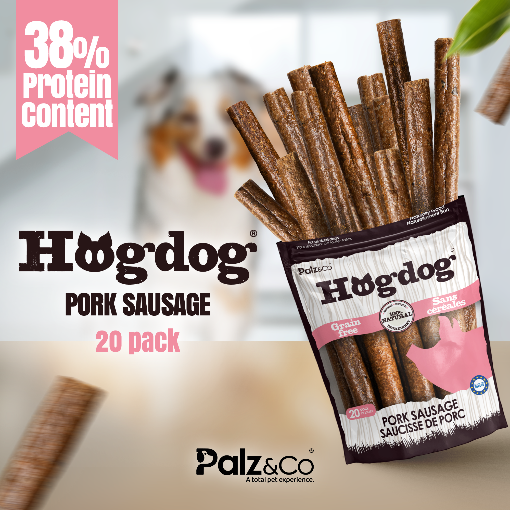 Palz&Co - Hogdog Pork Sausage Treats: 8 Pack