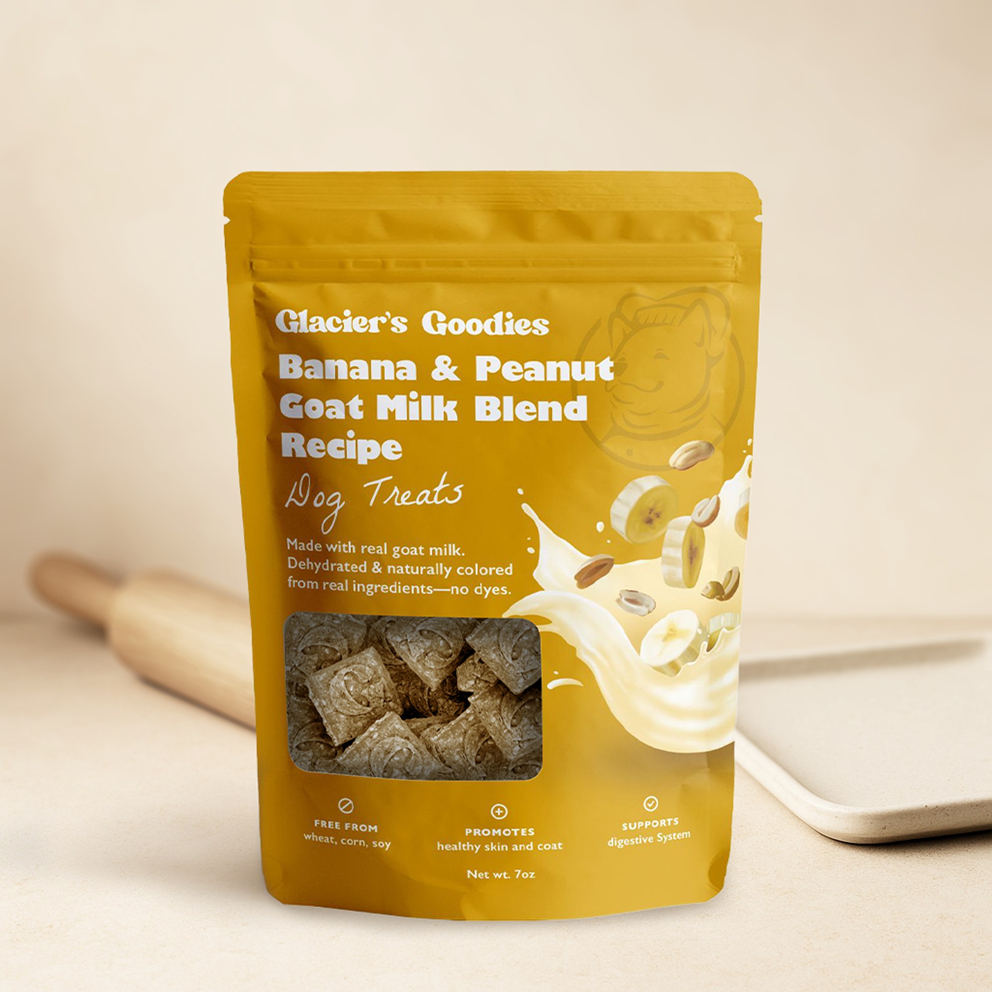 Glacier's Goodies - Goat Milk Dog Treats – Banana & Peanut (7oz) 6pack