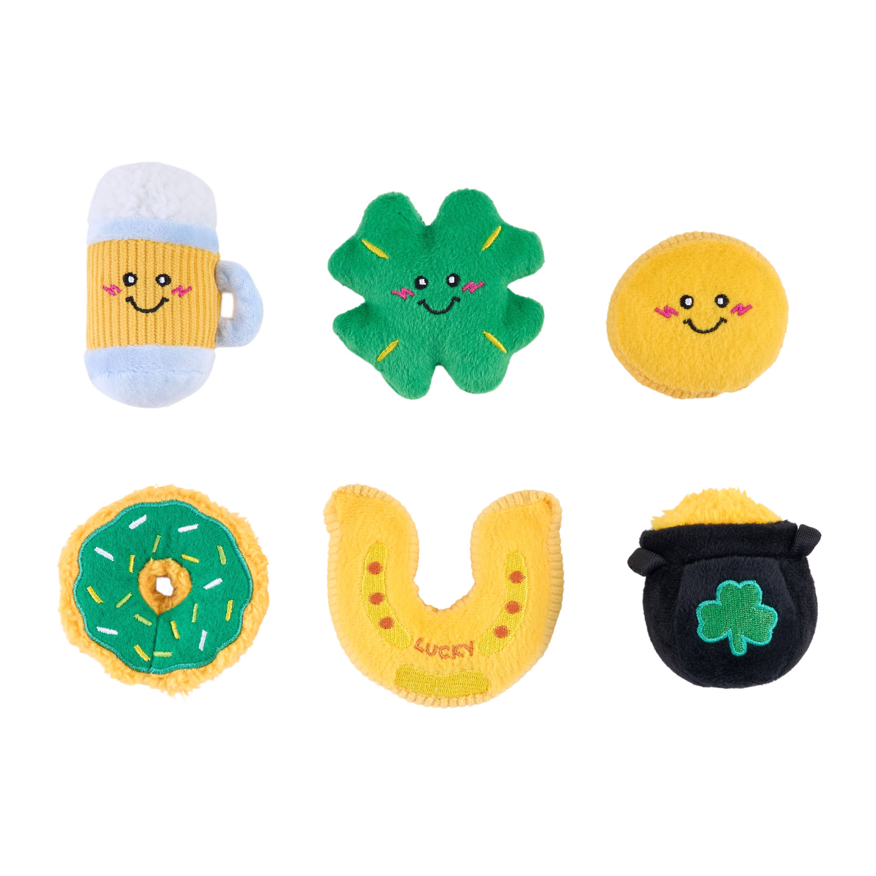 ZippyPaws - Miniz 6-Pack - Lucky Charms- Saint Patrick's Day Dog Toy