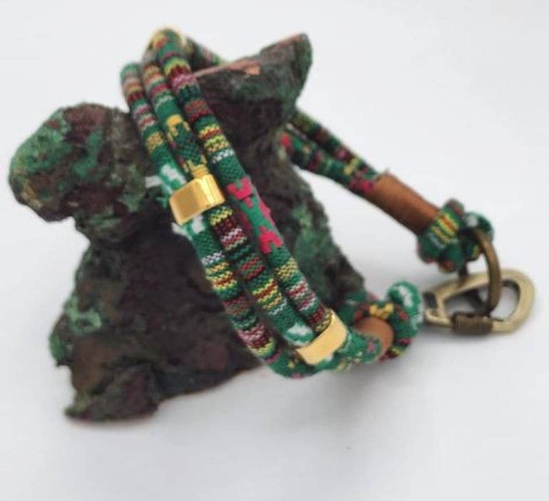 Dogs and Cats Oh My - Weave Necklace Collars for Dogs: Green Multi / Medium
