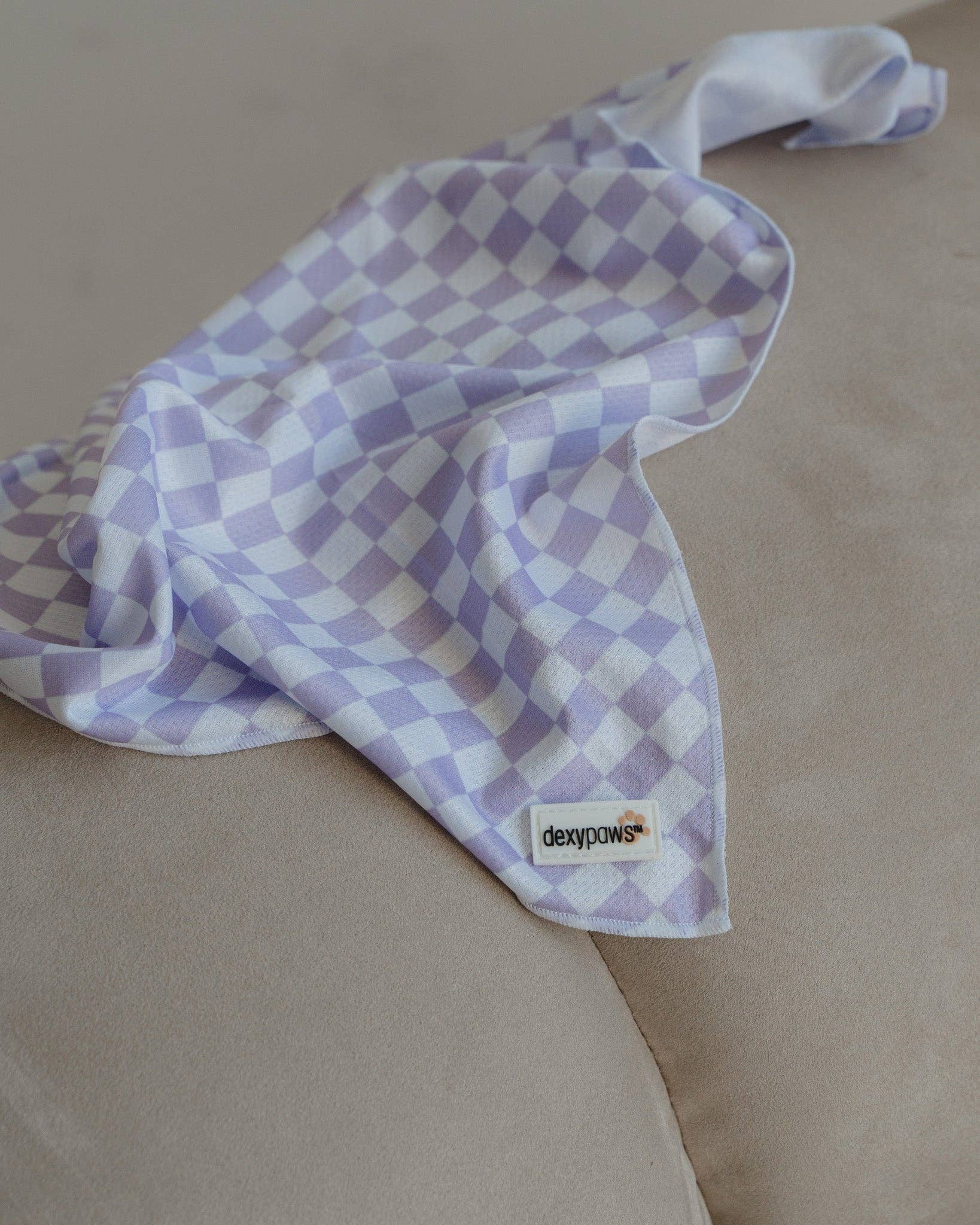 dexypaws - Cooling Bandana in Lilac Checkers: M/L