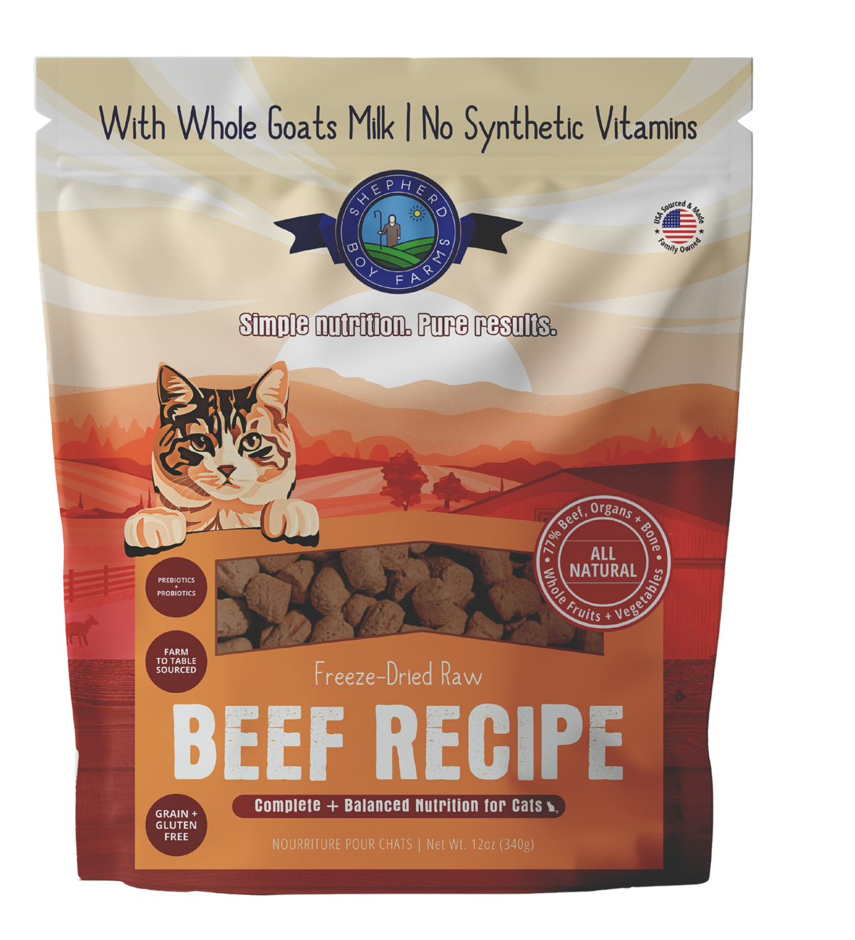Shepherd Boy Farms | Freeze Dried Beef Recipe For Cats (12oz)