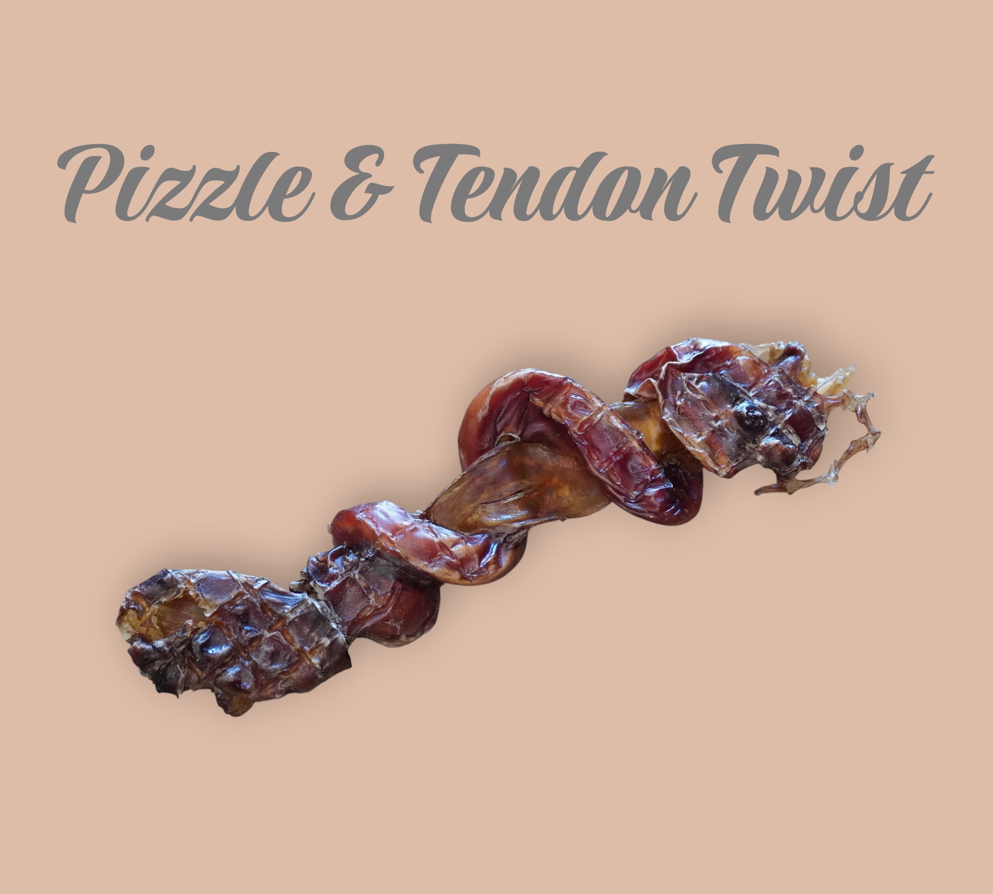Pet Power Studio natural USA beef pizzle and tendon twist dog chew with a textured, twisted design.