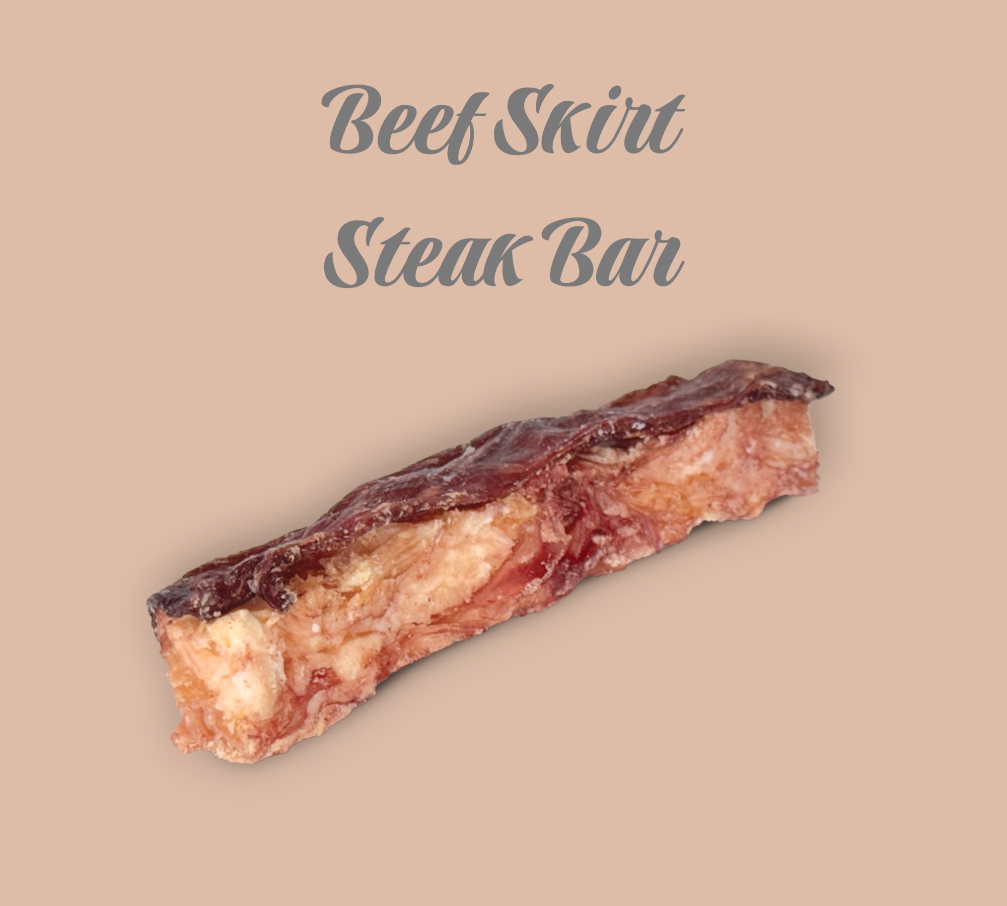 Pet Power Studio 6-inch beef skirt steak bar dog chew, a natural dried meat treat for pets.