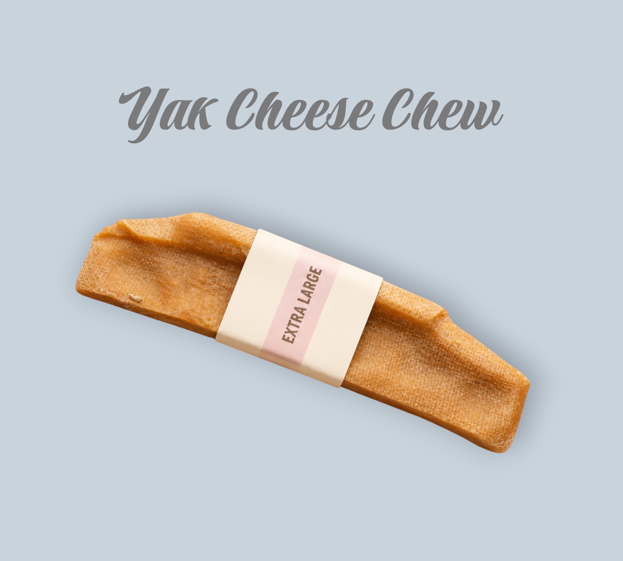 Pet Power Studio extra large Himalayan yak cheese chew for dogs on a light blue background