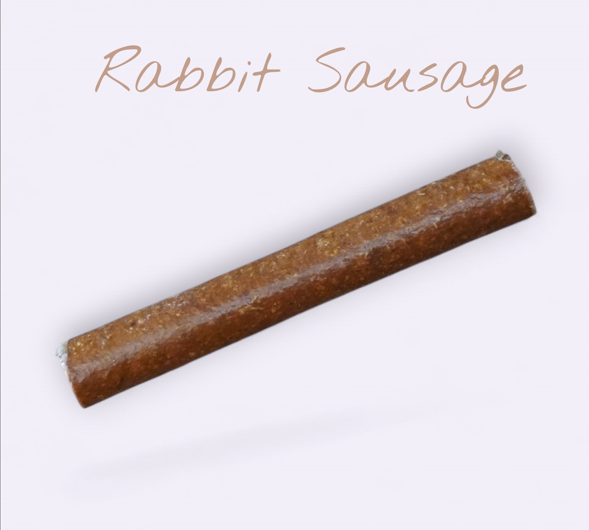 Pet Power Studio hypoallergenic rabbit sausage dog treat, a single-ingredient lean protein snack for sensitive dogs.