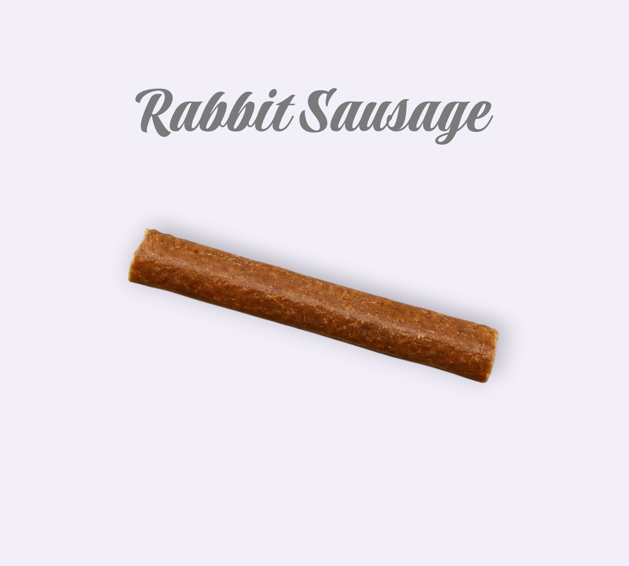 Pet Power Studio hypoallergenic rabbit sausage dog treat, a single-ingredient lean protein snack for sensitive dogs.