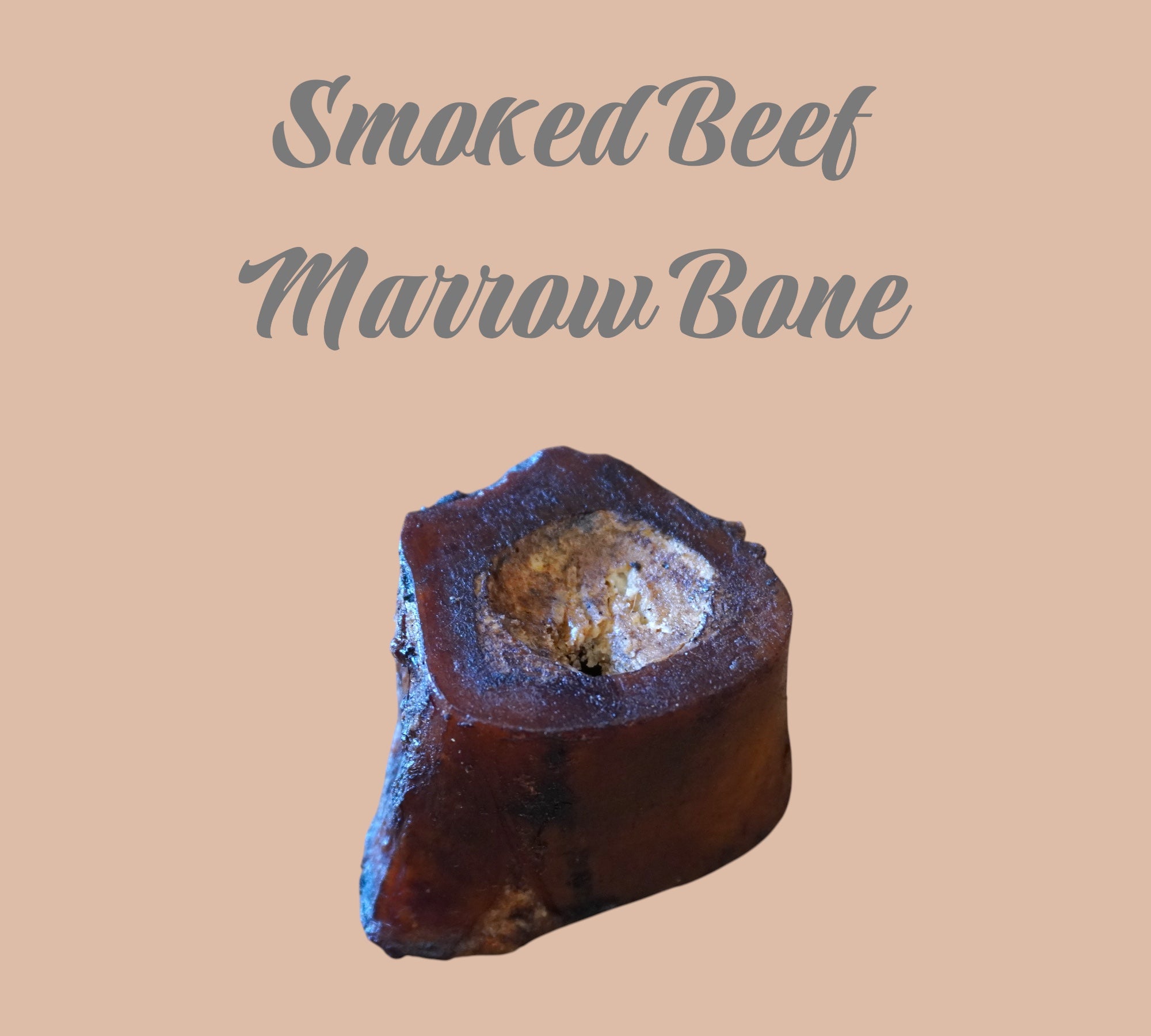 Pet Power Studio small smoked beef marrow bone, a natural grass-fed dog chew with rich wood-smoked flavor.