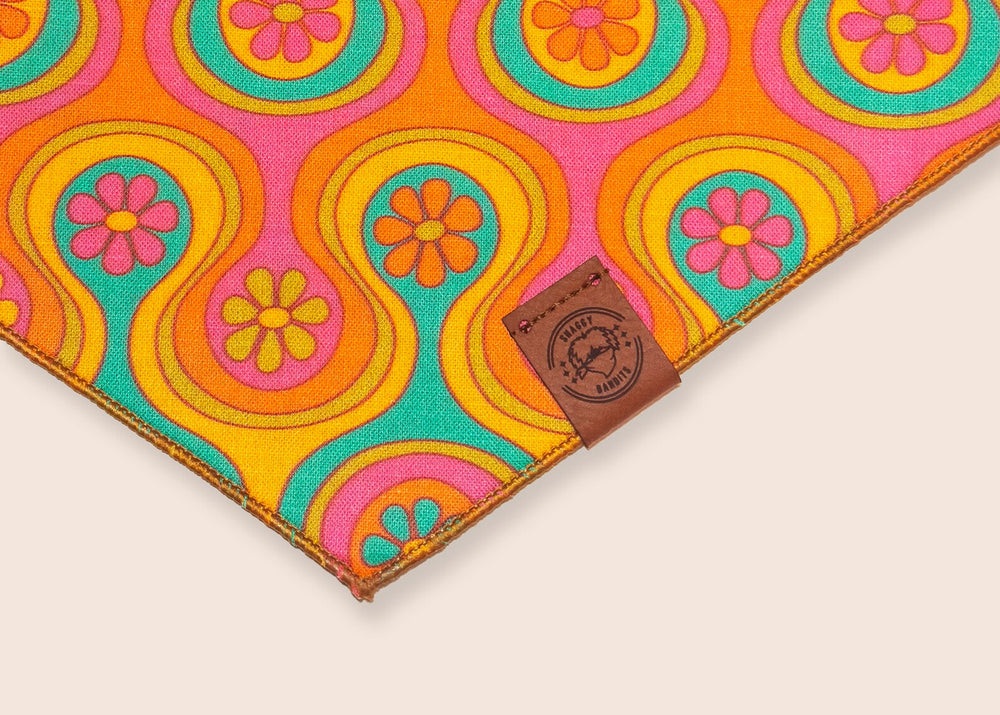 Trippy Floral Printed Dog Bandana // Sustainable // 100% Cotton // Tie On // Slim Fitted