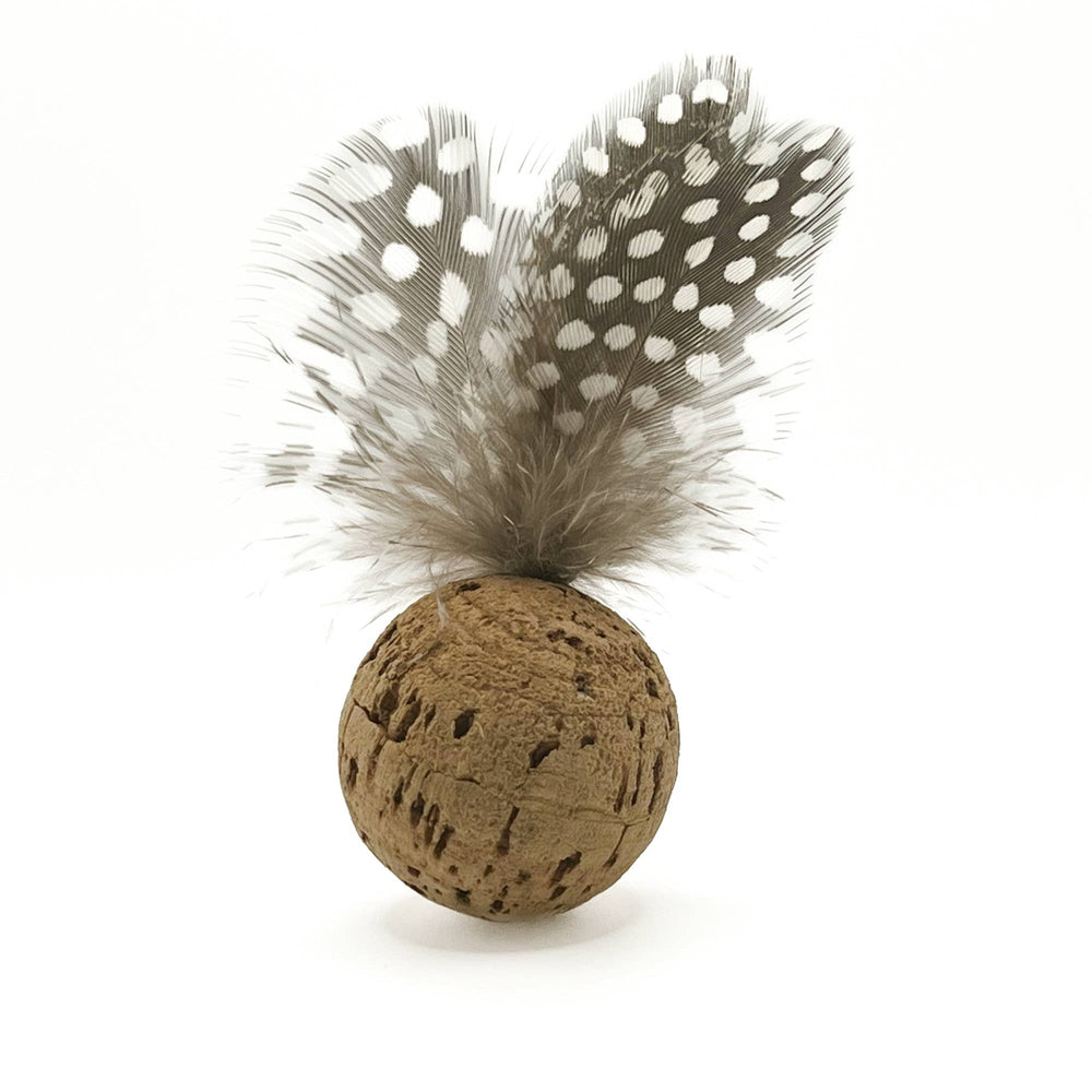 
            
                Load image into Gallery viewer, Natural Cork Ball, Guinea Plumage Feathers - Birdie
            
        