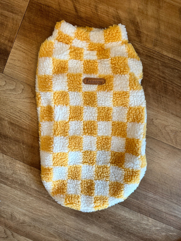 Temu Dog Sweater - Dadagou Yellow Checker
