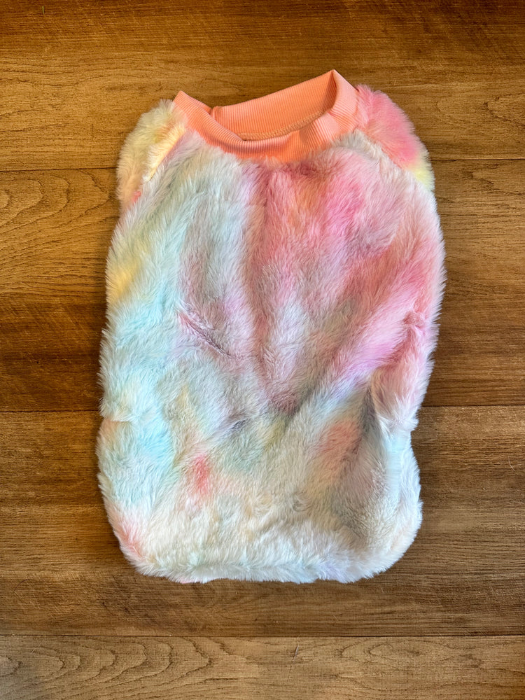 
            
                Load image into Gallery viewer, Temu Dog Sweater - Fuzzy Rainbow
            
        