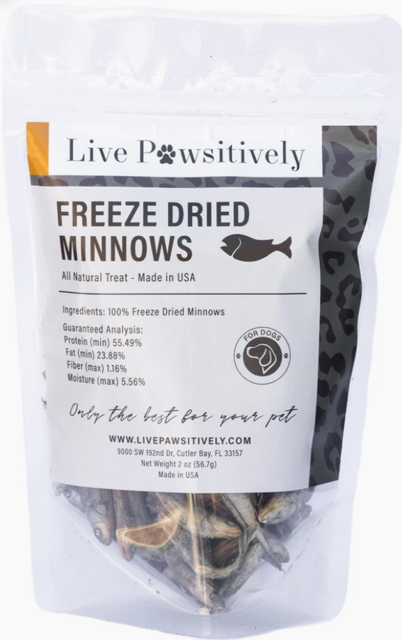 
            
                Load image into Gallery viewer, Live Pawsitively Freeze Dried Minnows All Natural Dog Treat - 2oz
            
        