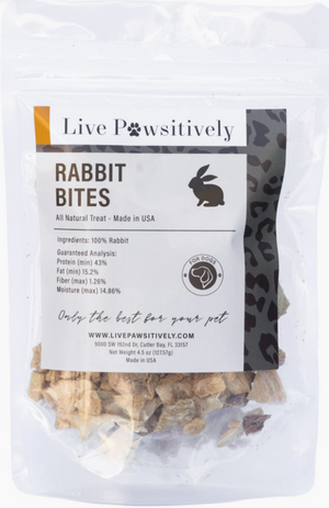 Live Pawsitively Rabbit Bites All Natural Dog Treat - 4.5oz