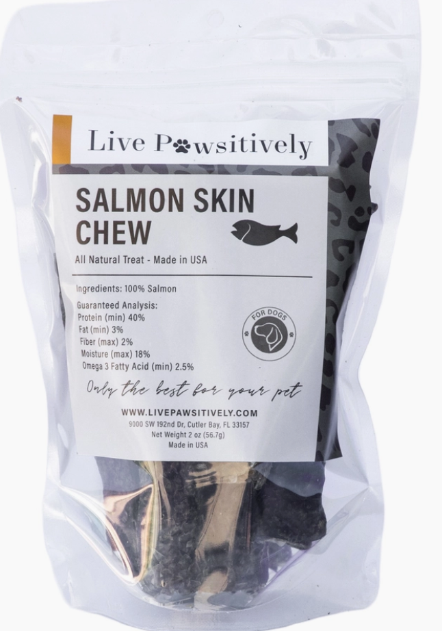 Live Pawsitively Salmon Skin Chews All Natural Dog Treat - 2oz