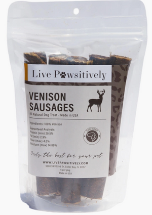 Live Pawsitively Venison Sausage Single Ingredient Dog Treats - 7.5 oz