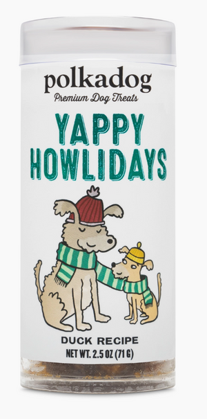 
            
                Load image into Gallery viewer, Polkadog Holiday Mini Tube: Yappy Howlidays, Lucky Duck Bits
            
        