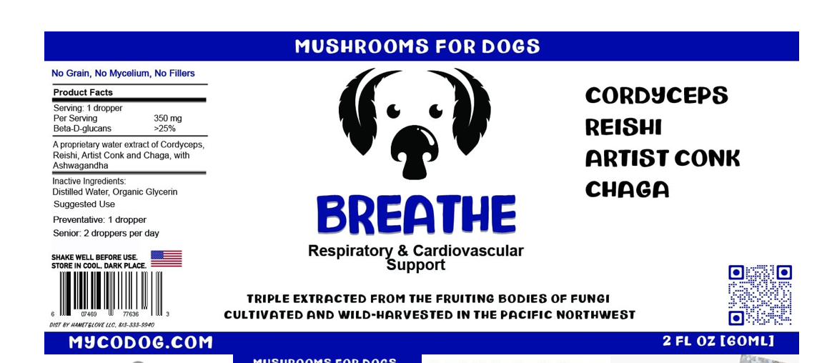 MycoDog- Mushroom Tincture- Breathe (1oz, 2oz)